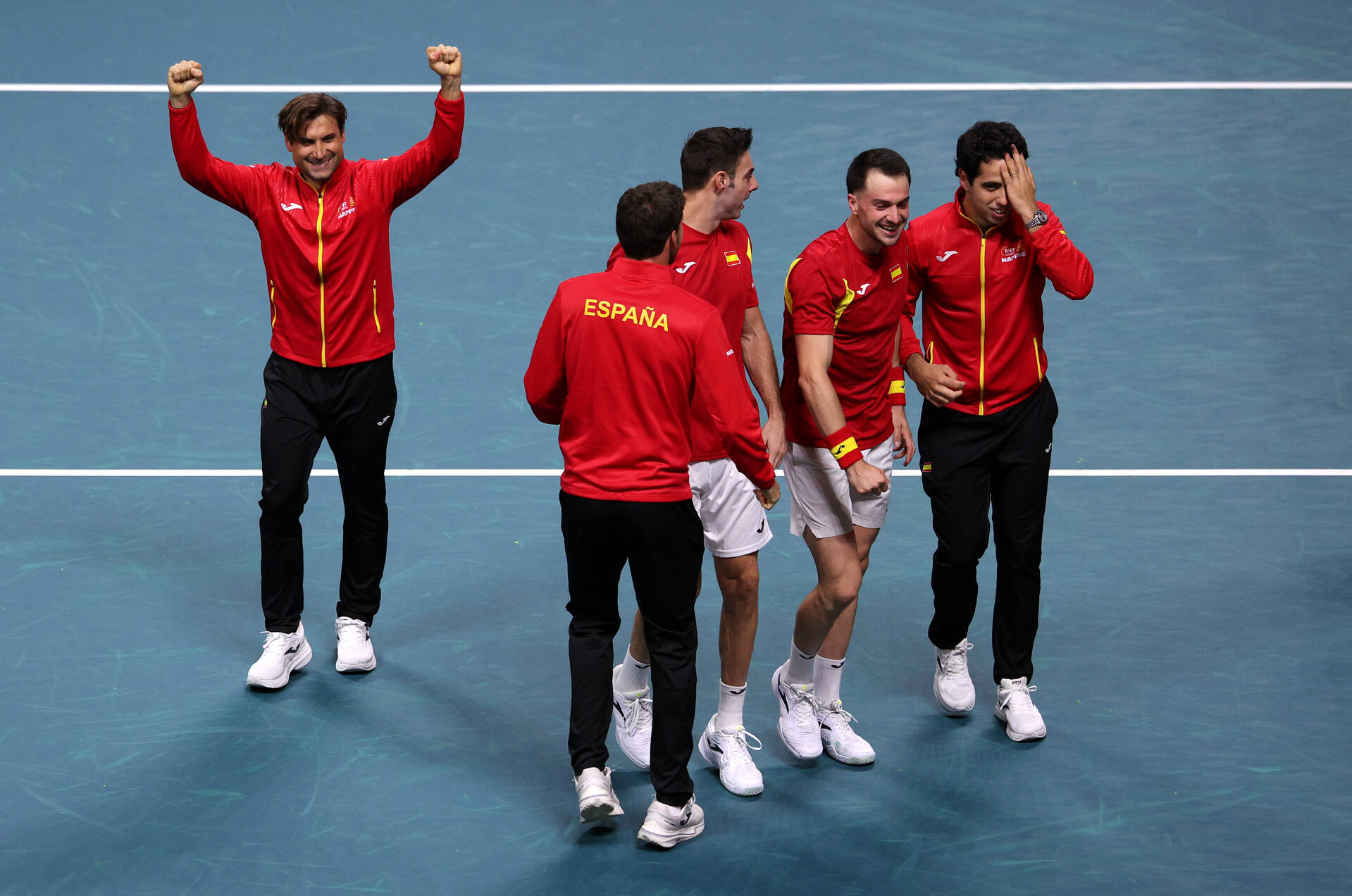 Spain celebrating