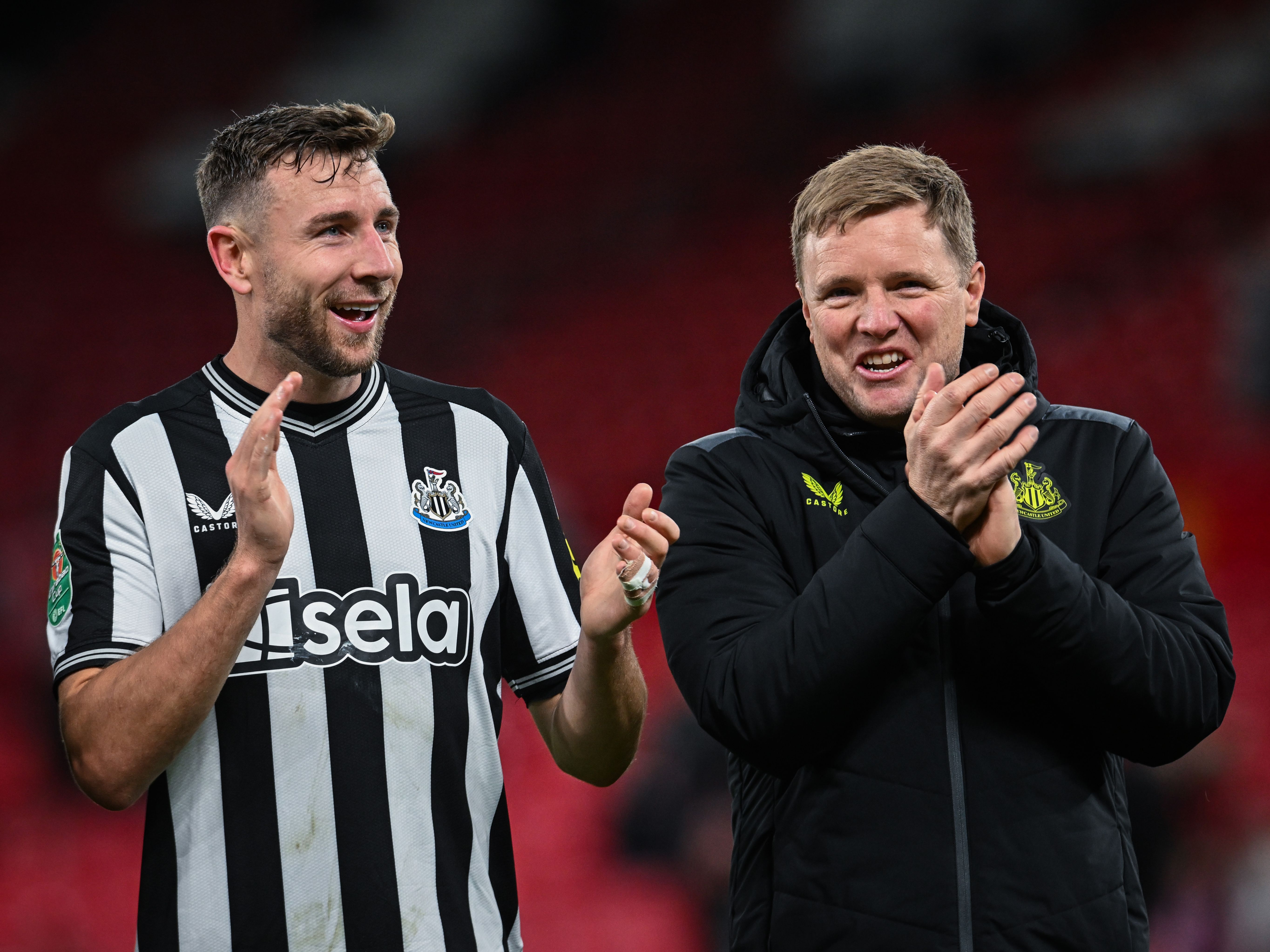 Paul Dummett and Eddie Howe