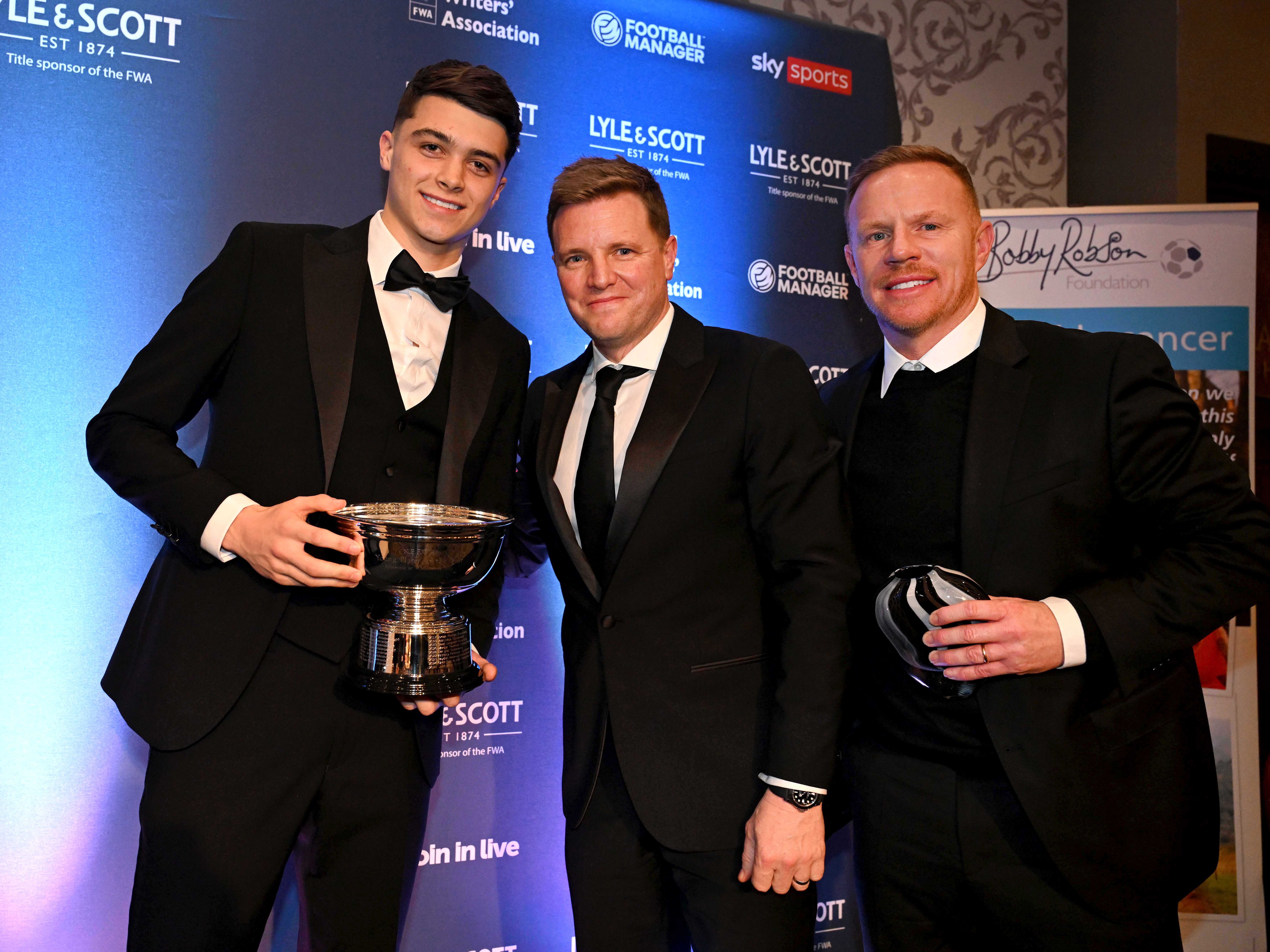 Lewis Miley, Eddie Howe and Simon Weatherstone