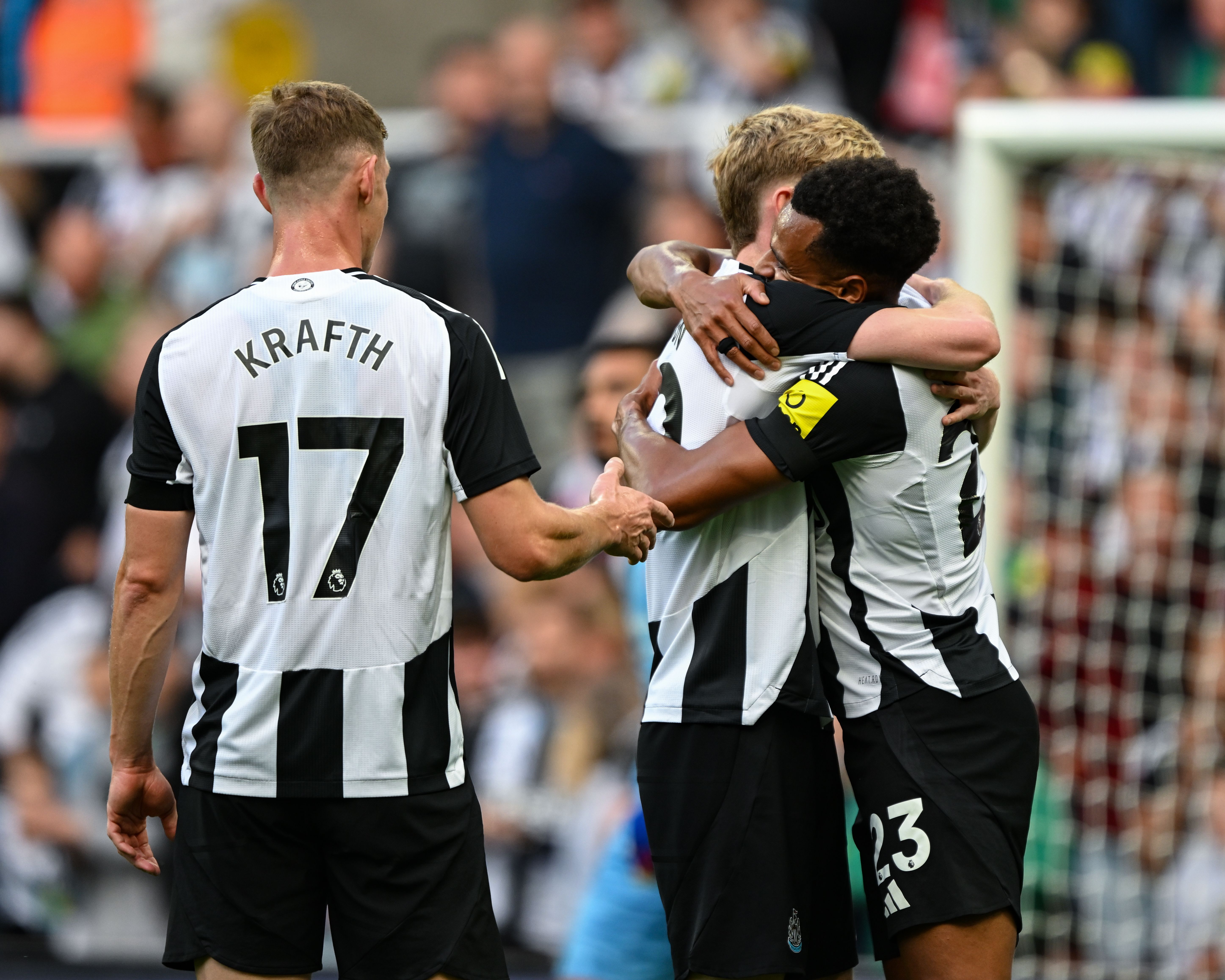 Anthony Gordon and Jacob Murphy celebrate