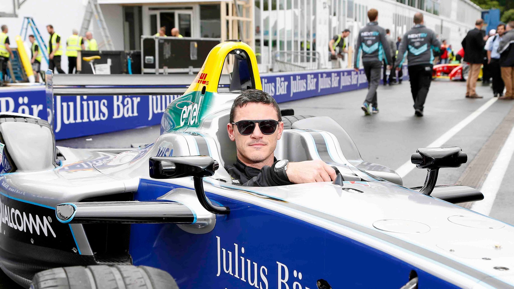 Throwback: Luke Evans takes Formula E car for a spin