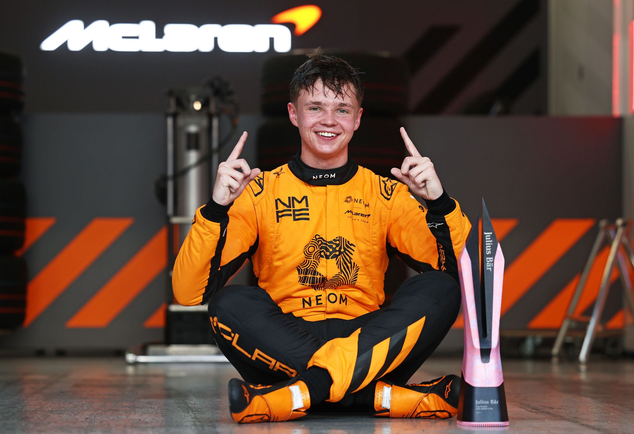 NEOM McLaren's Taylor Barnard debriefs his record-breaking pole position in Jeddah
