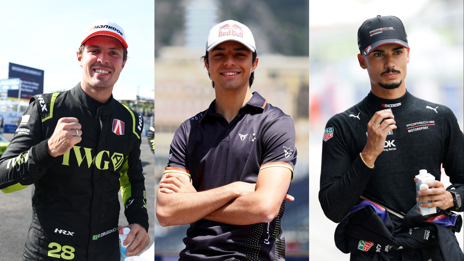 Felipe Drugovich (L), Pepe Martí, and Pascal Wehrlein (R) have all signed new contracts for the GEN4 era.
