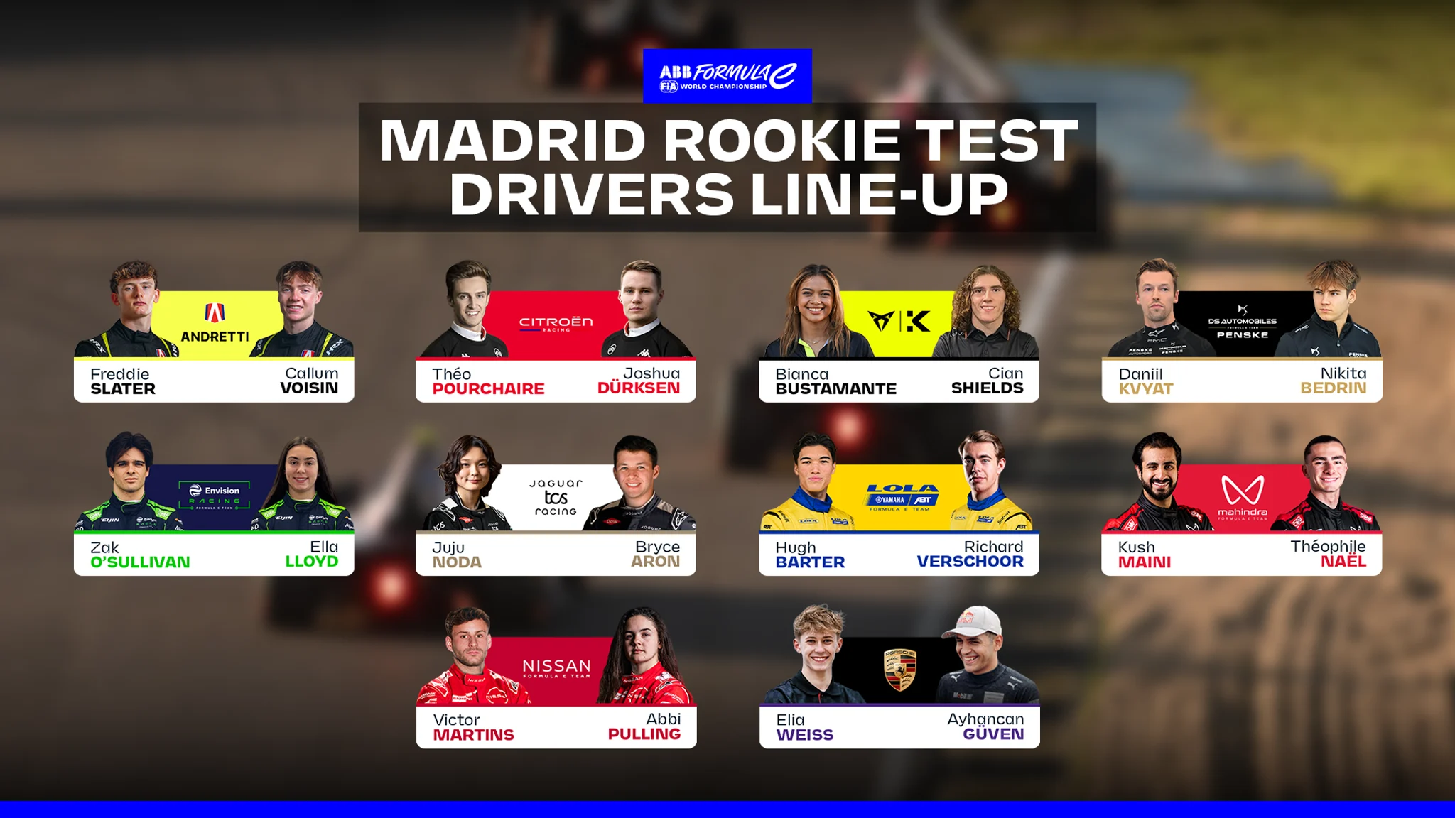 ROOKIE LINE-UP: Meet the rookies taking part in the 2026 Madrid Rookie Test