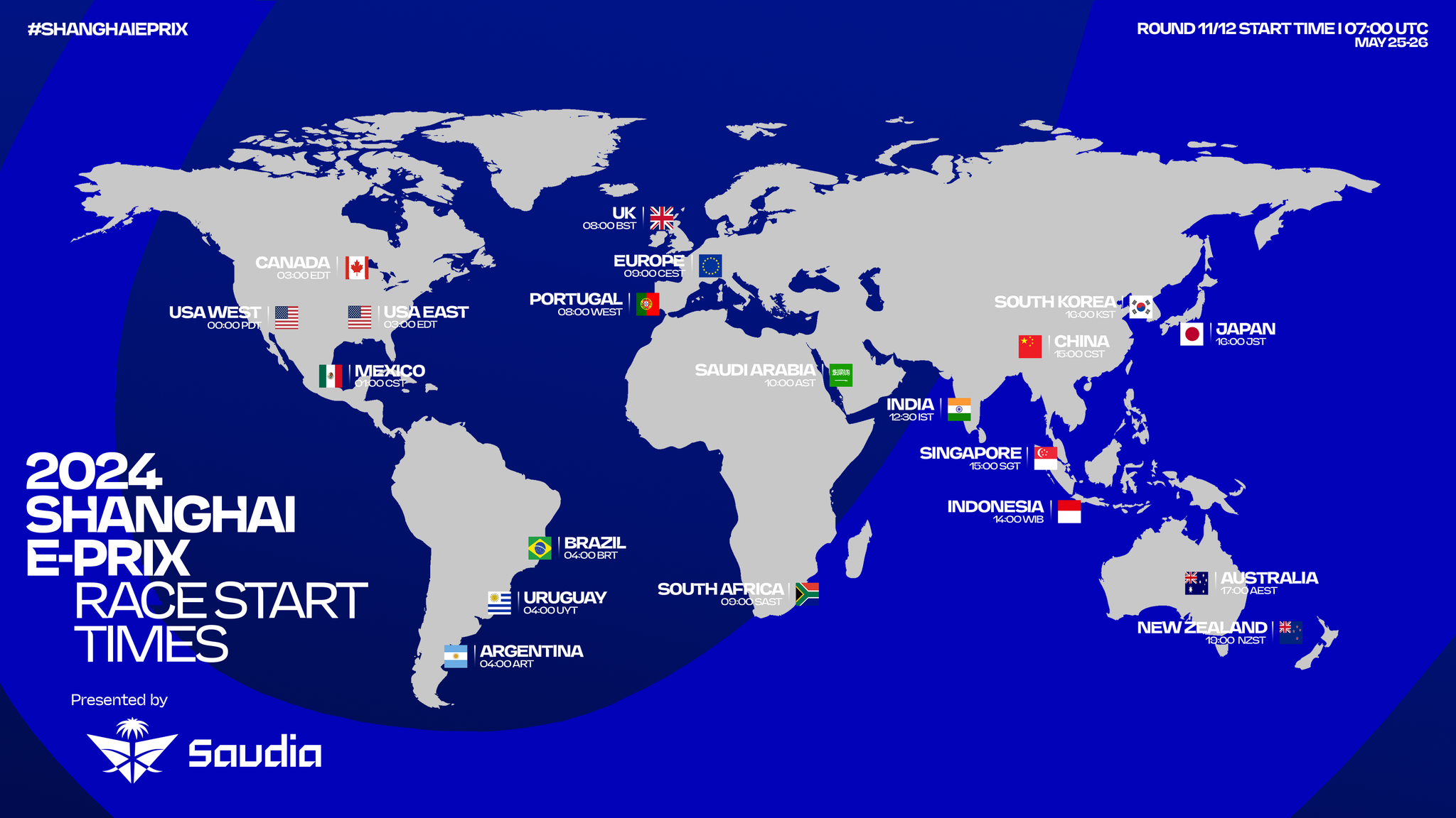 Schedule and race start times for the 2024 Shanghai E-Prix