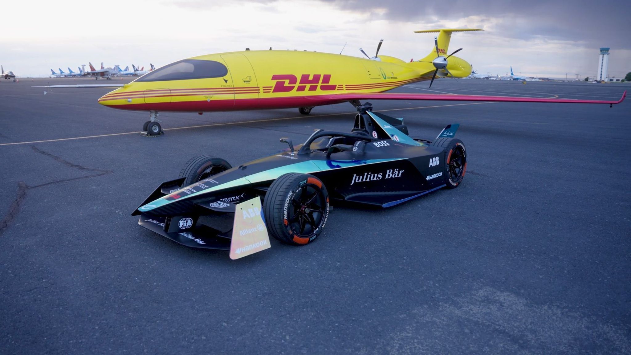 Formula E's GEN3 meets DHL's world-first electric cargo plane
