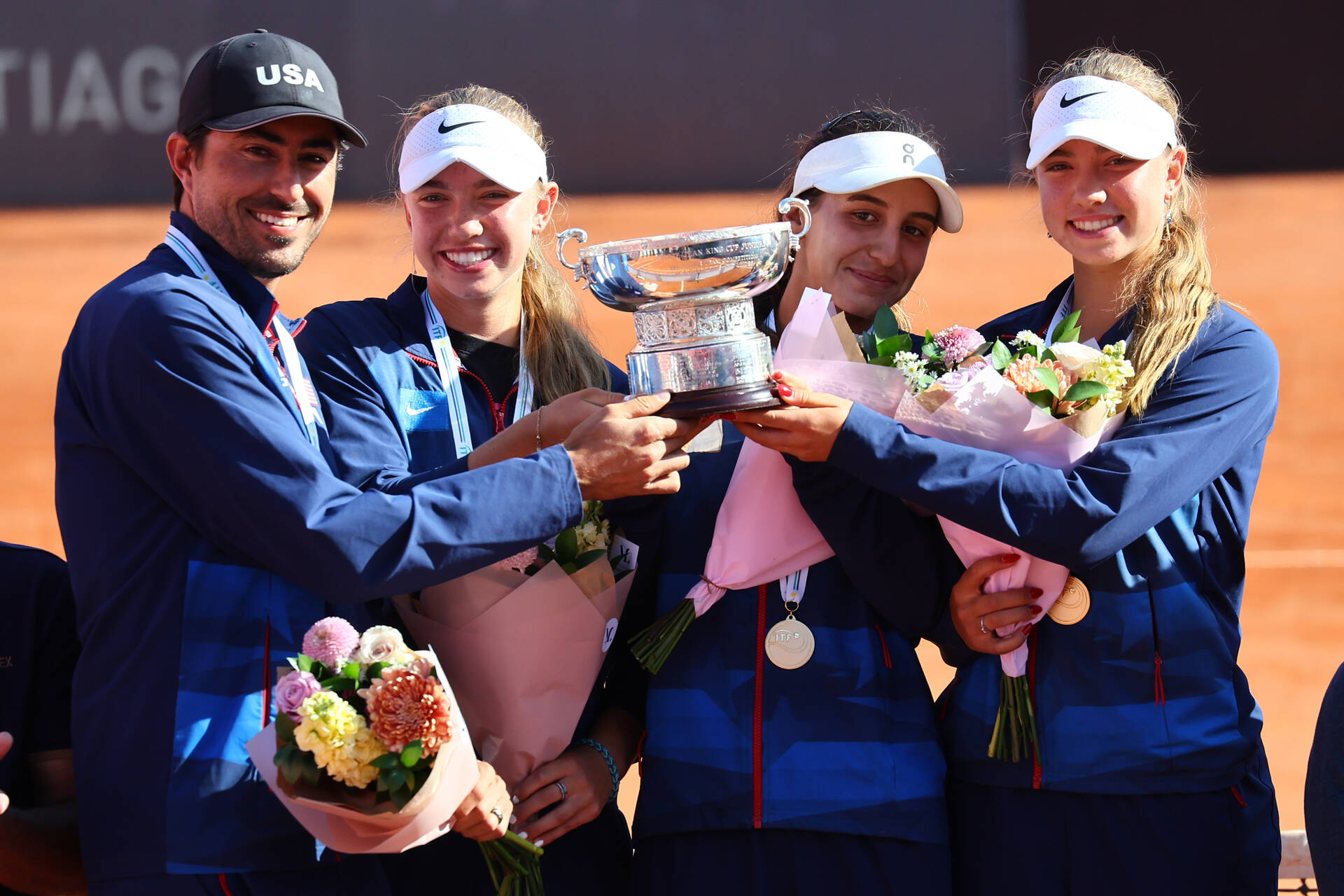 Junior Team USA trophy lift – 2025 BJK Cup Junior Finals 