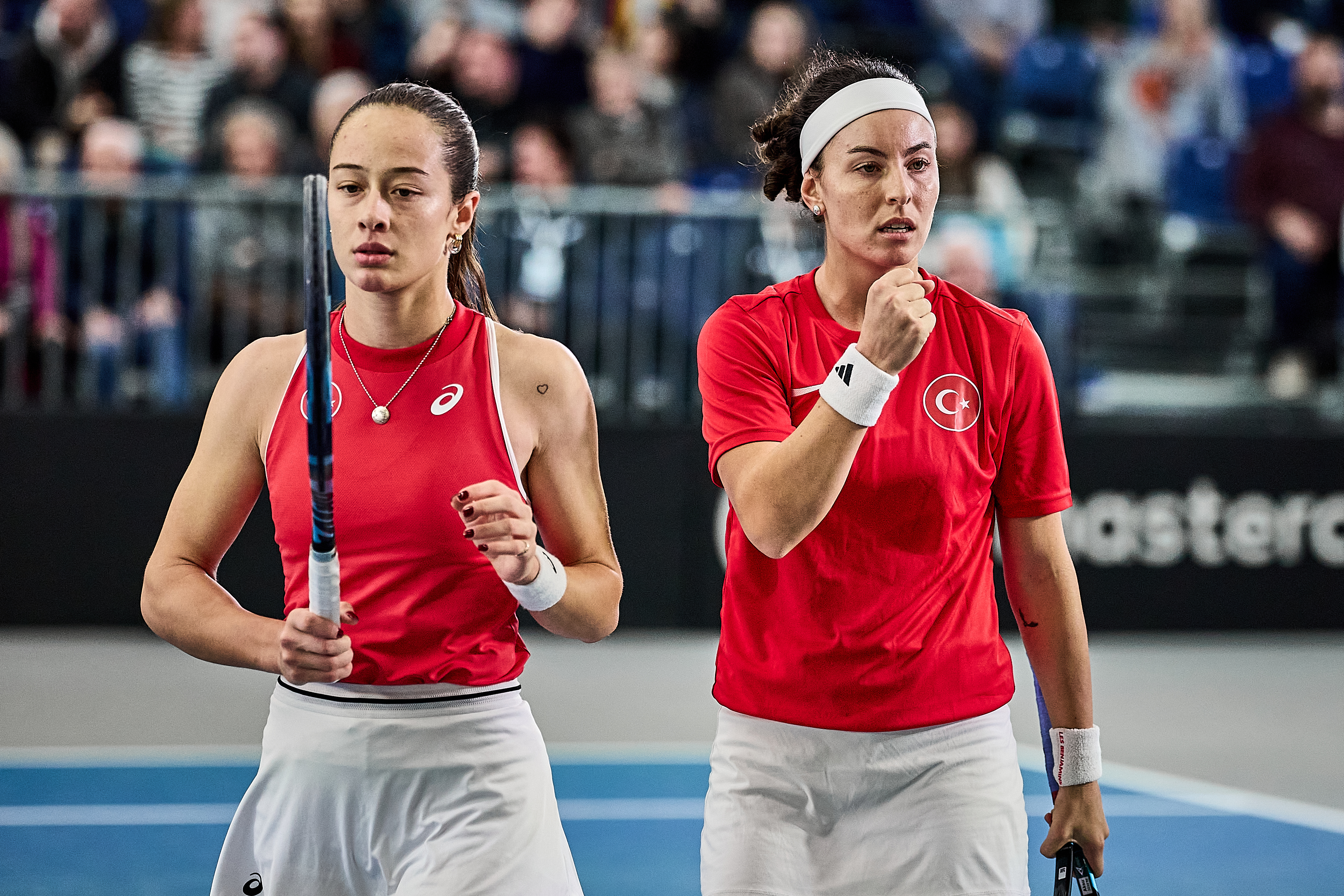 Zeyep Sonmez and Ayla Aksu celebrate for Turkey
