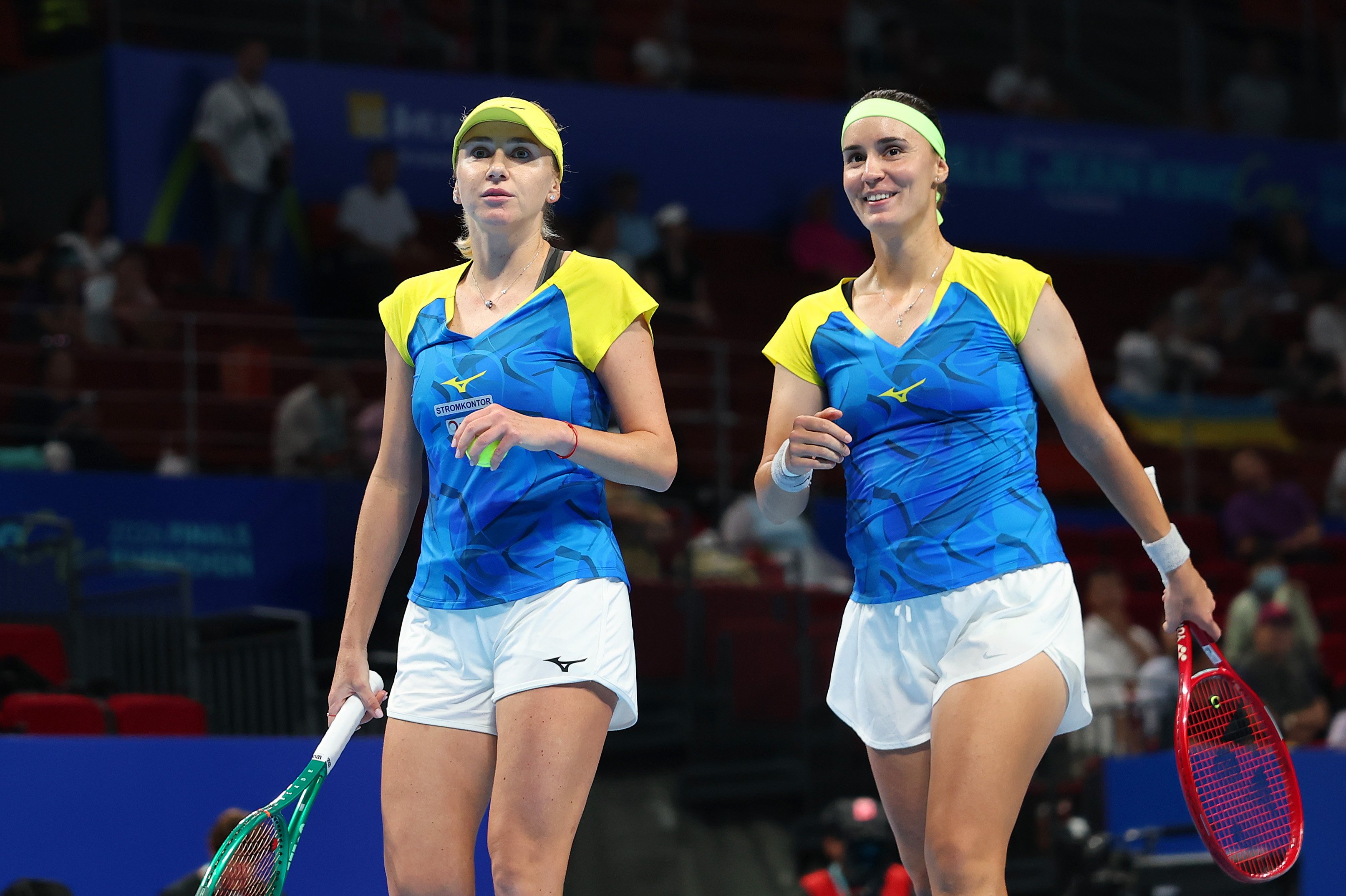 Ukraine vs Belgium doubles celebration