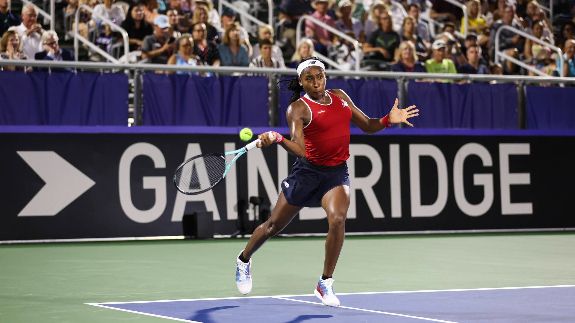 Coco Gauff forehand at Delray Beach 2023