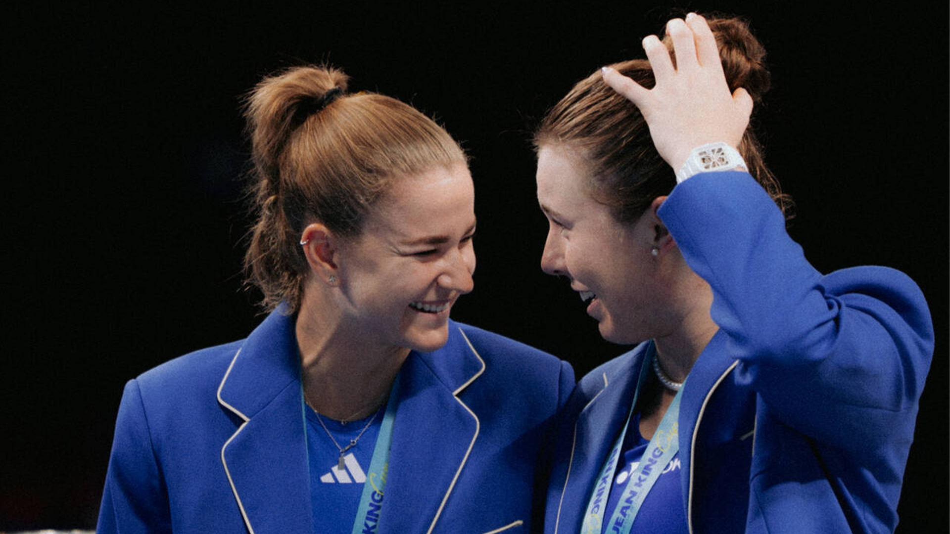 Muchova & Noskova in blue jackets