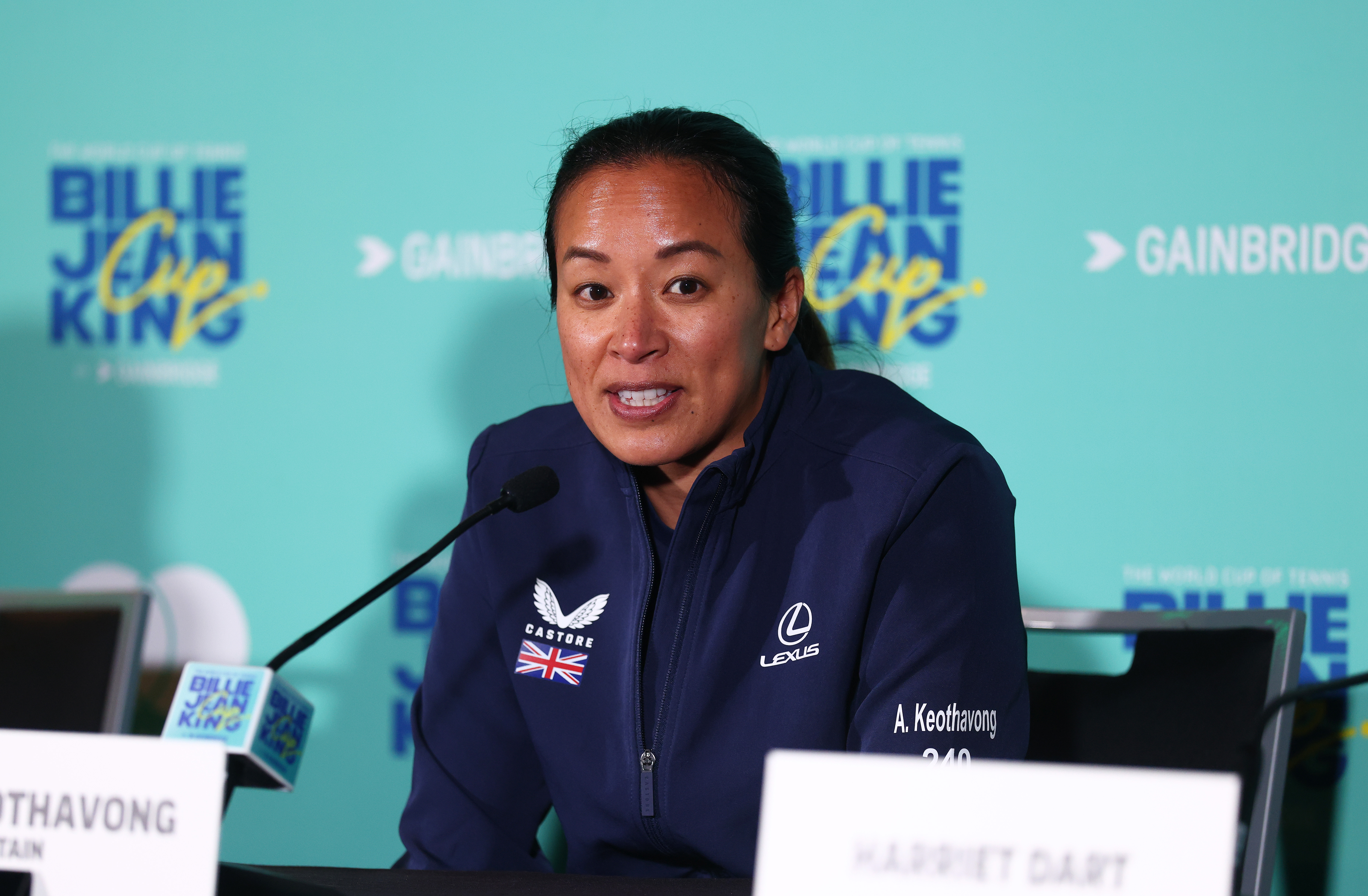 Anne Keothavong at press conference v Australia