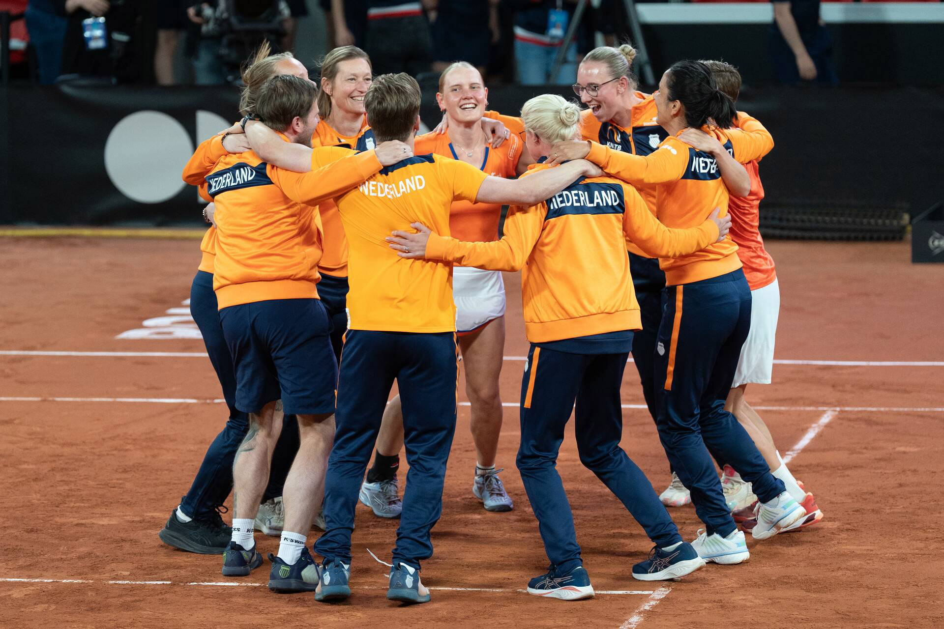 Netherlands Billie Jean King Cup celebrate win over Germany