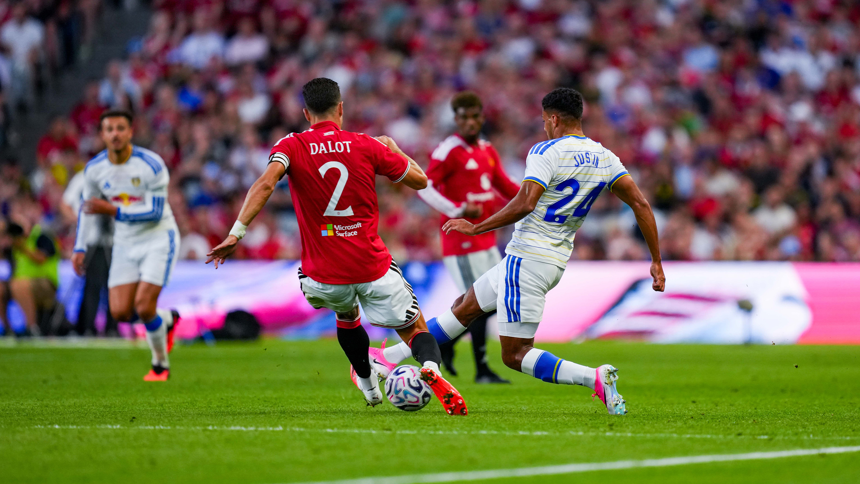 James Justin Man Utd Aug 26 Challenging for ball