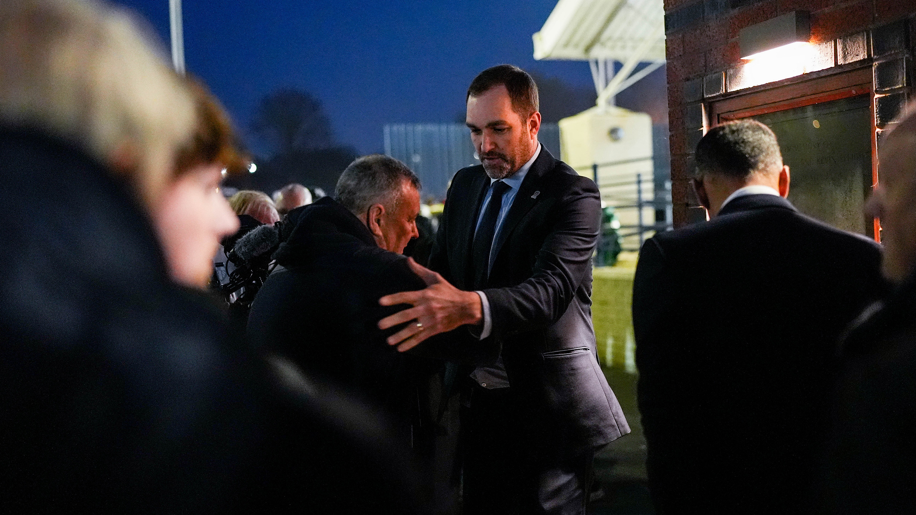 Chris and Kev Brentford Mar 26 Robbie Comforting