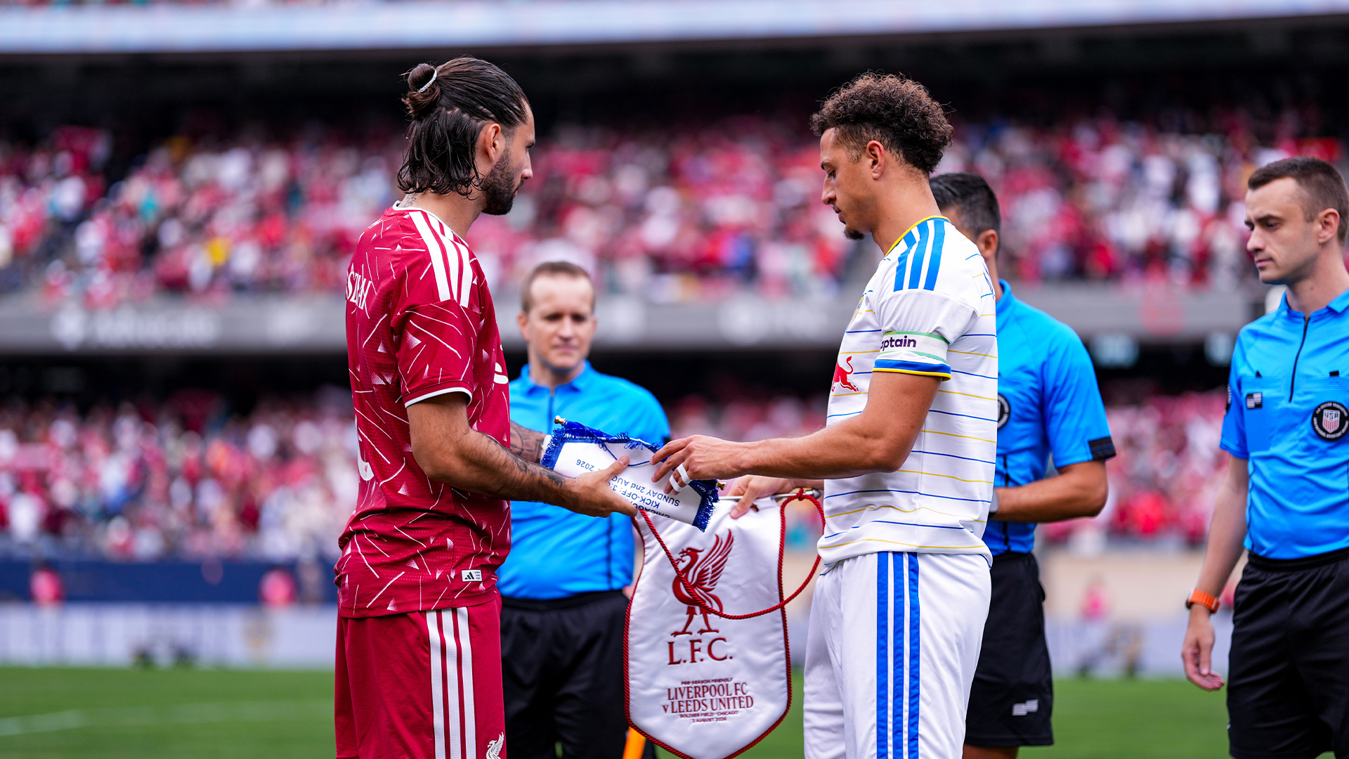 Ethan Ampadu Liverpool Aug 26 Exchanging Pennants