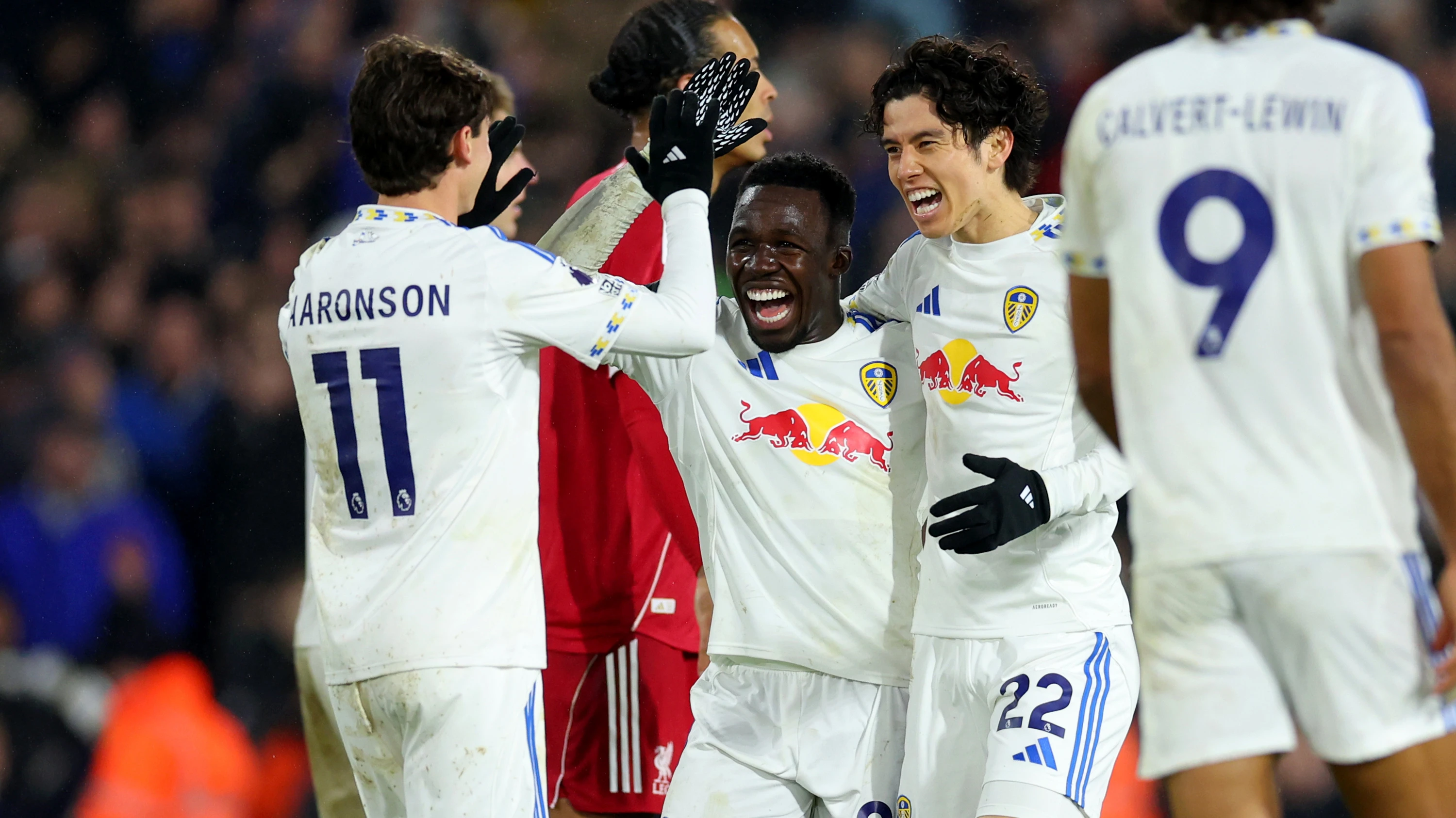 Gnonto Aaronson Tanaka Liverpool Celebration