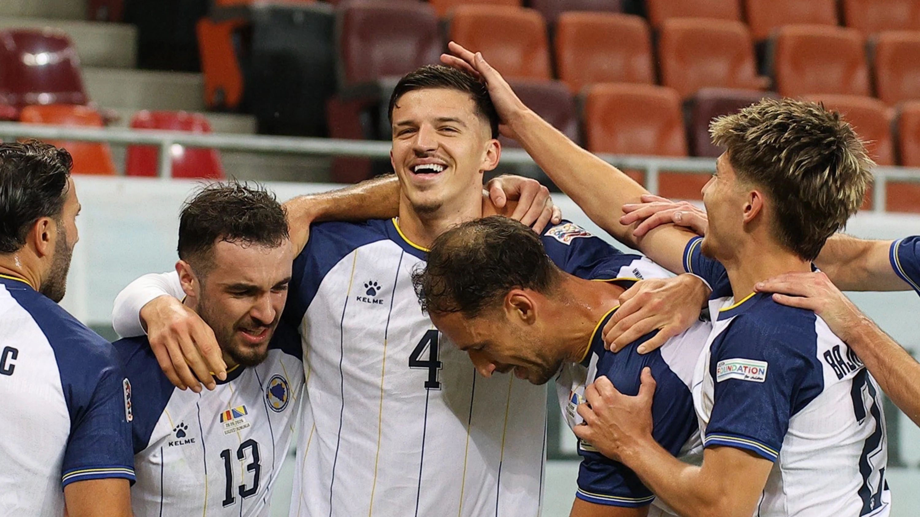 Tarik Muharemović Bosnia Romania Sep 26 Celebrating goal