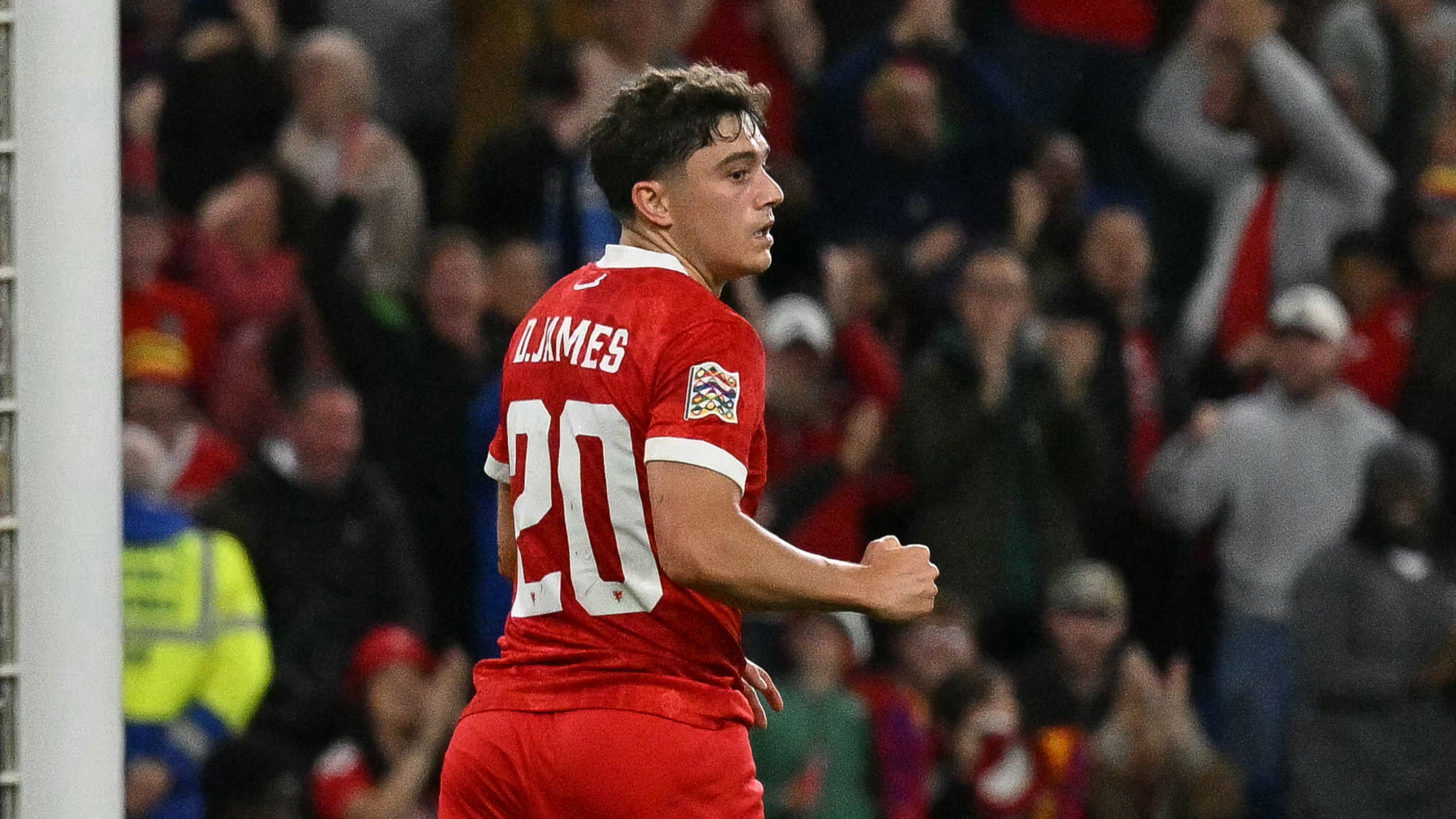 Dan James Wales Norway Oct 26 Celebrating goal