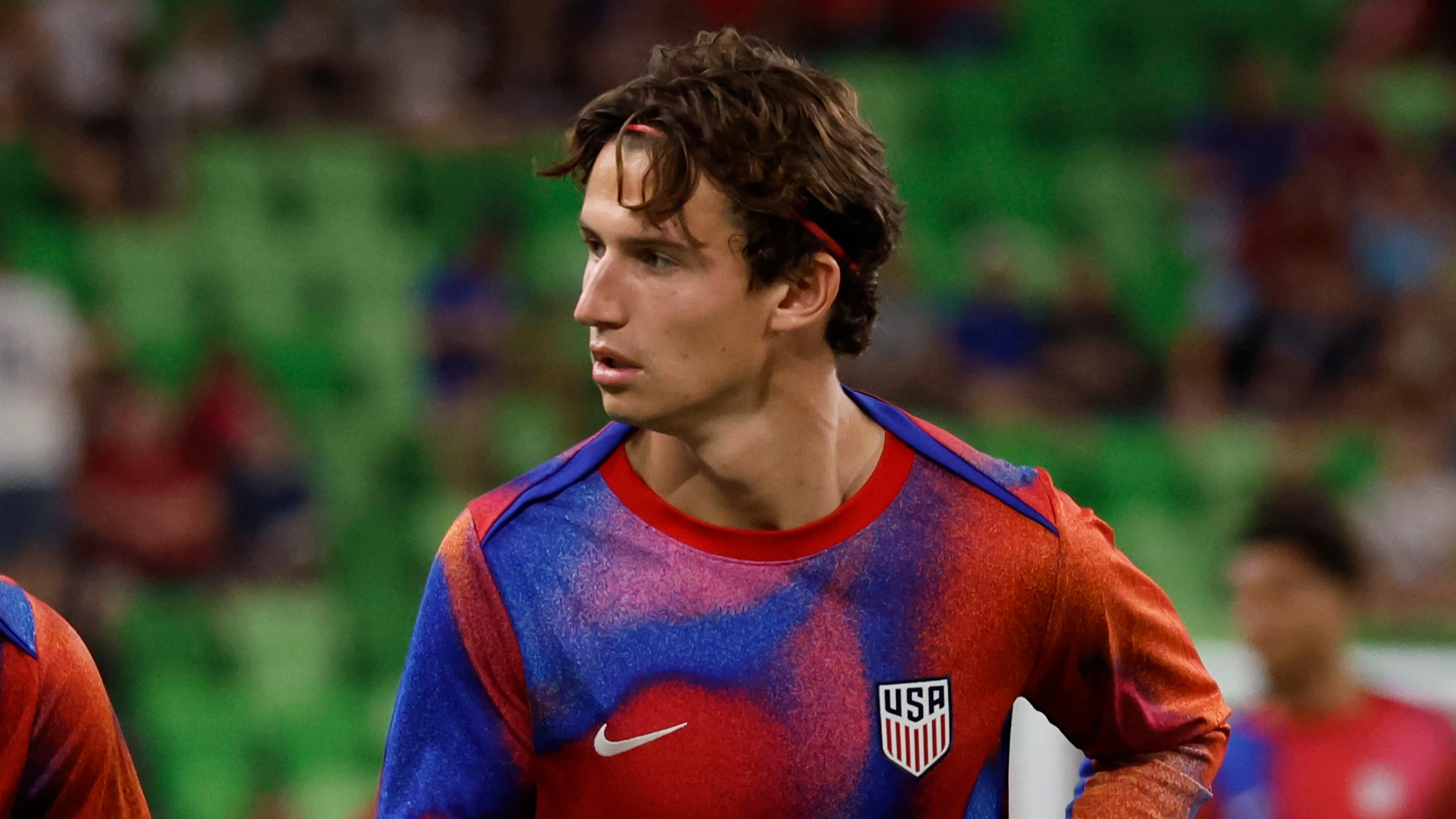 Brenden Aaronson USMNT Oct 24 Warming Up