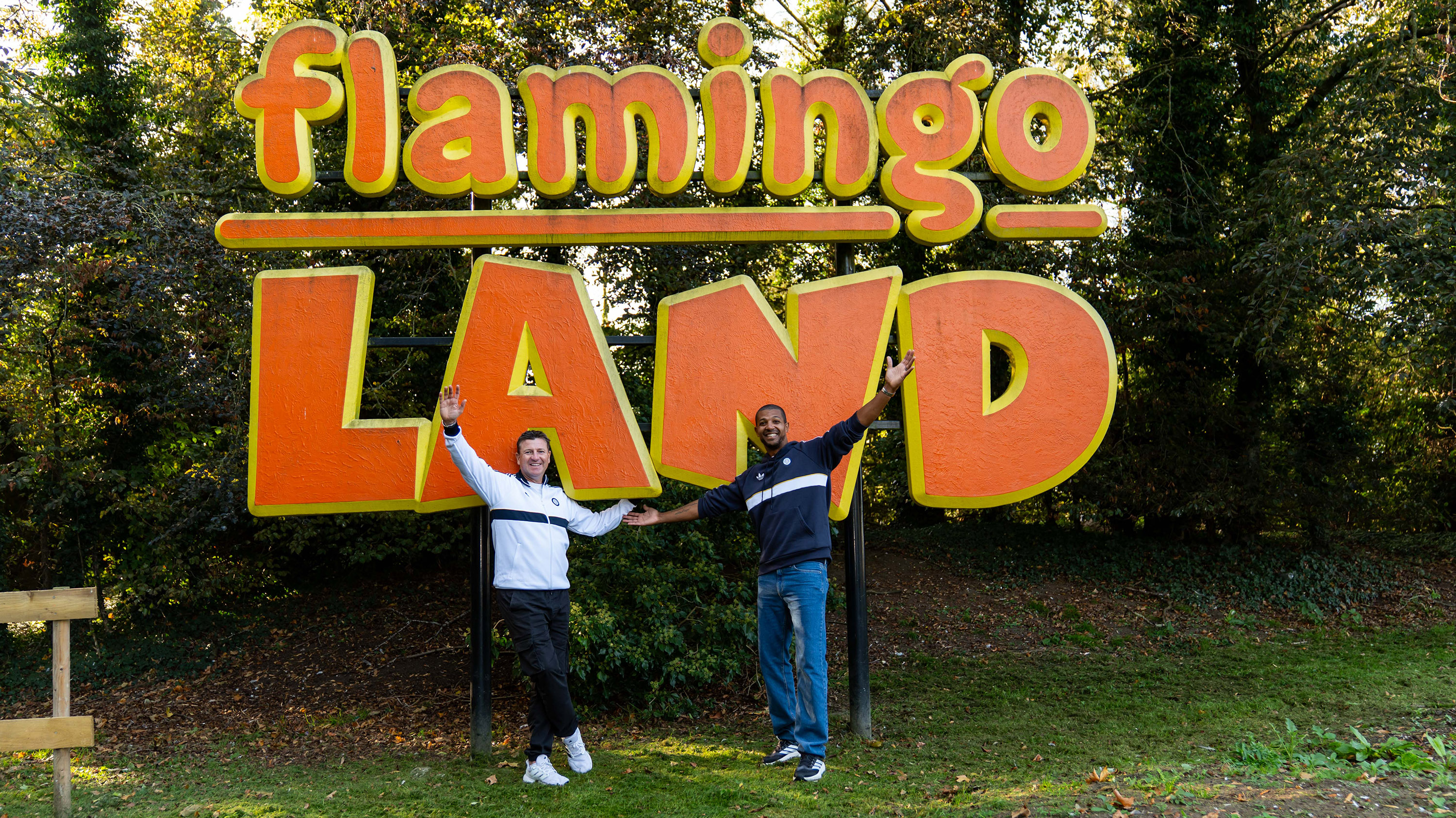 Michael Bridges Jermaine Beckford Flamingo Land Oct 26 Flamingo Land Sign