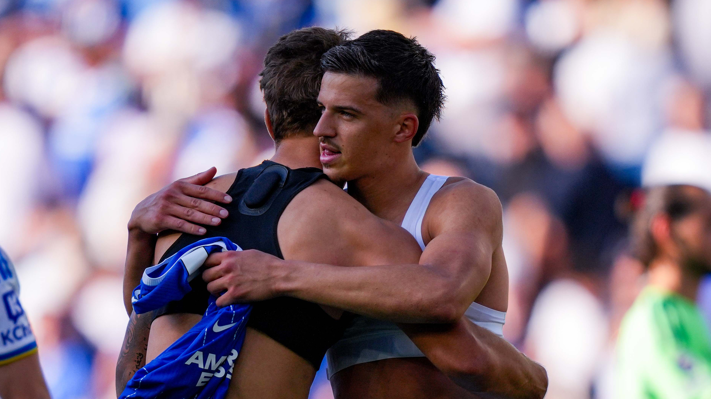 Tarik Muharemovic Brighton Sept 26 Post match hug