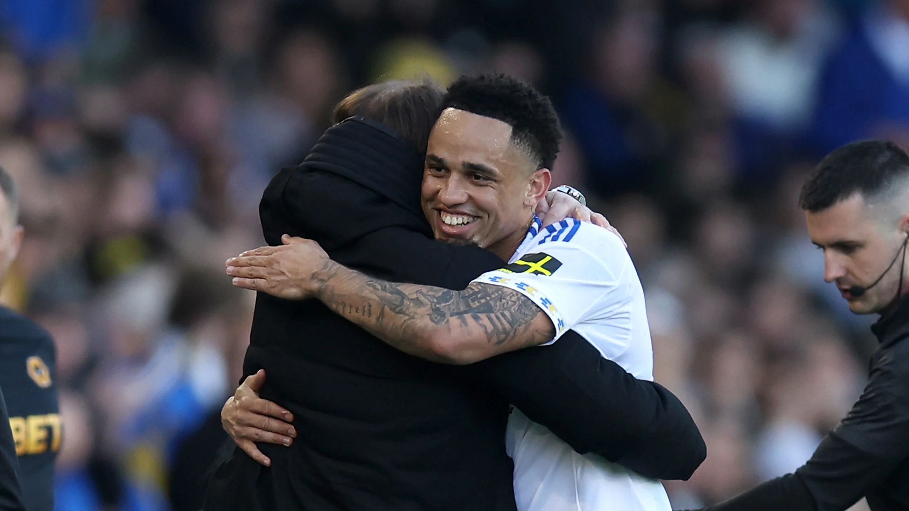 Noah Okafor Wolves Apr 26 Hugging Farke