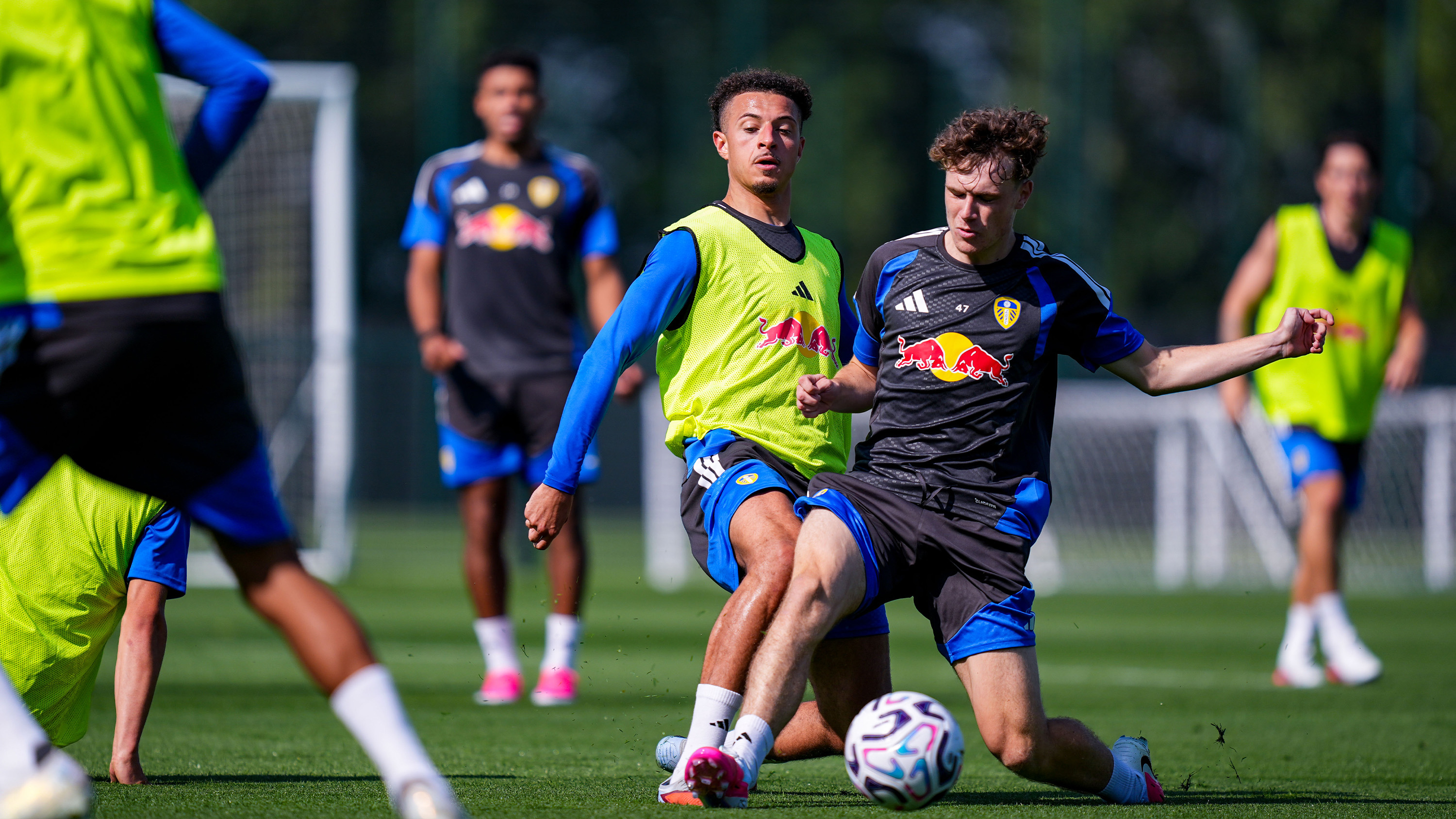Ethan Ampadu Rhys Chadwick Training Thorp Arch Jul 26 Challenging for ball