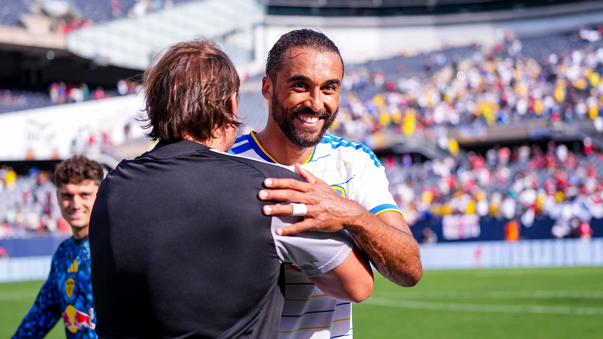 Dominic Calvert-Lewin Liverpool Aug 26 Hugging Daniel Farke
