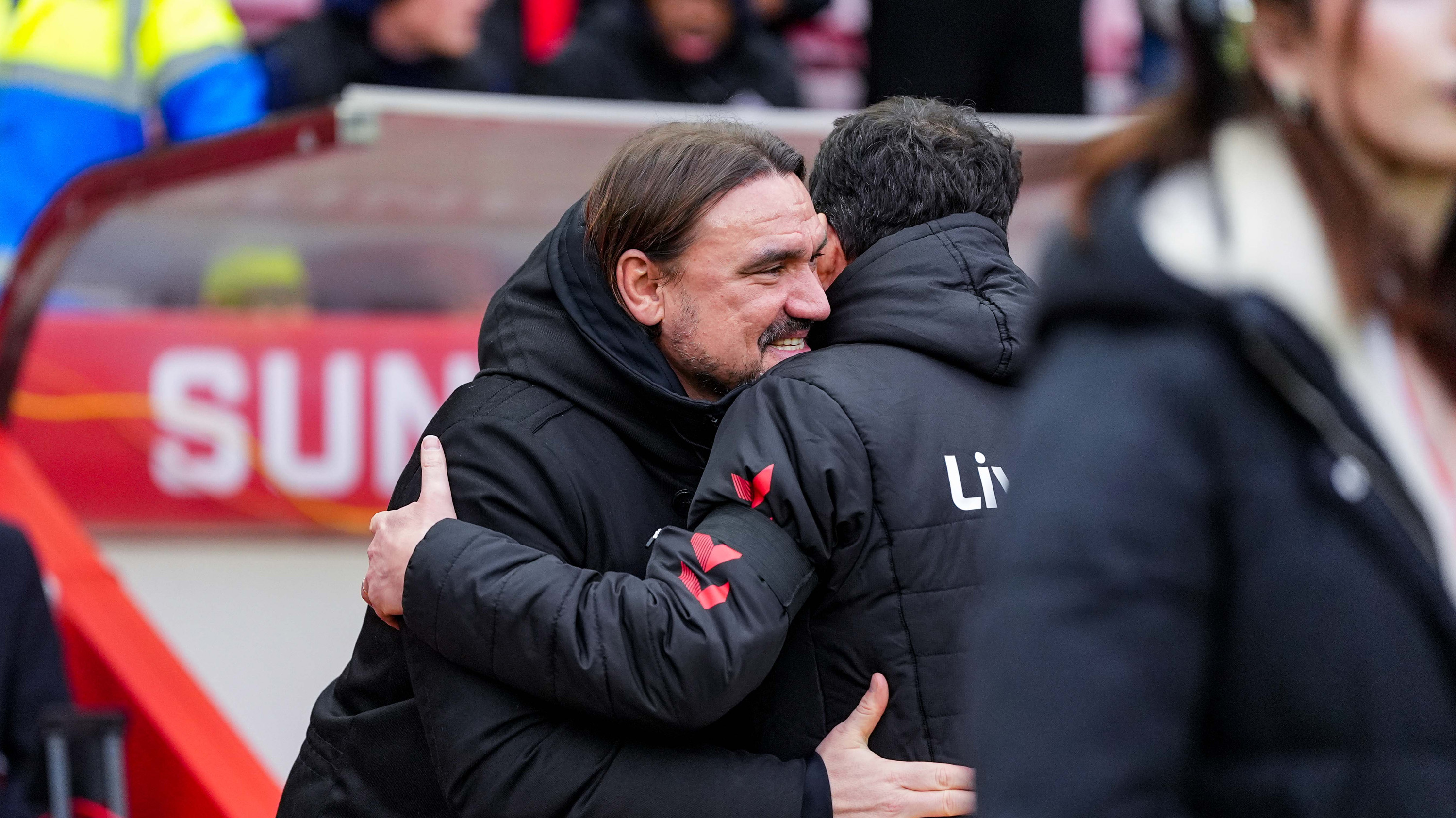 Daniel Farke with Regis le Bris Sunderland Dec 25