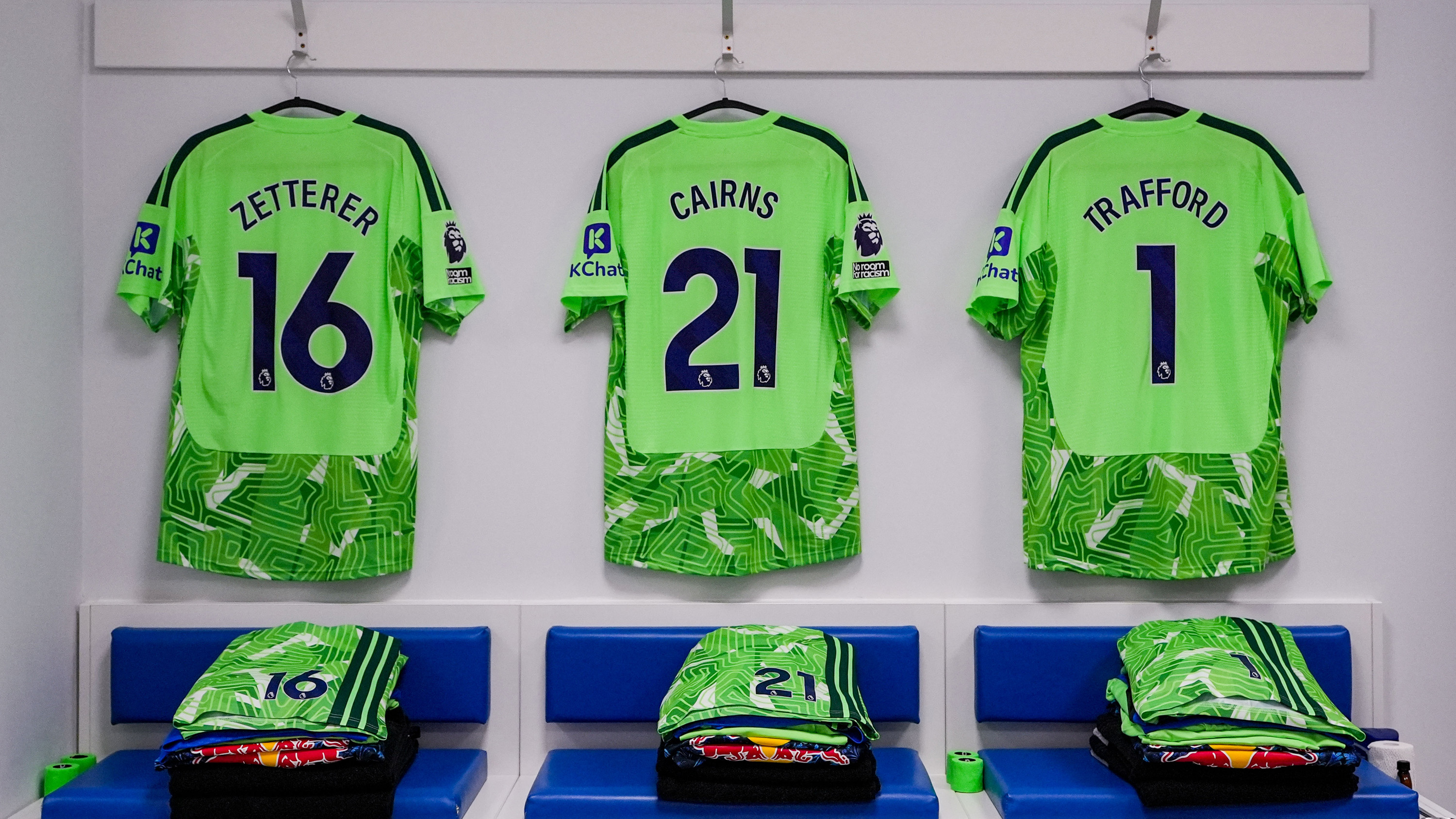 Away Changing Room Brighton Sept 26 Goalkeeper Shirts Hanging