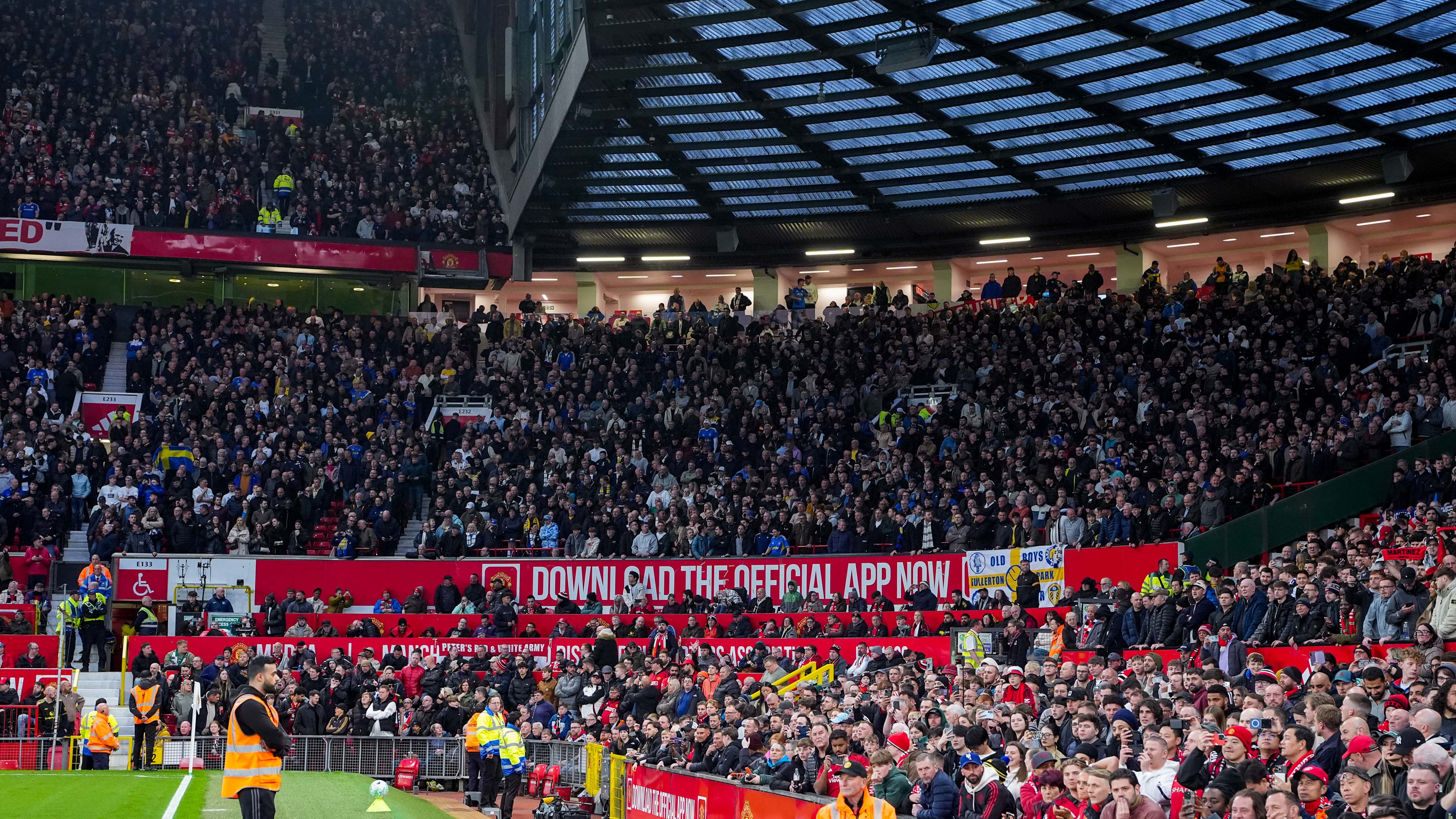 Away fans at Old Trafford