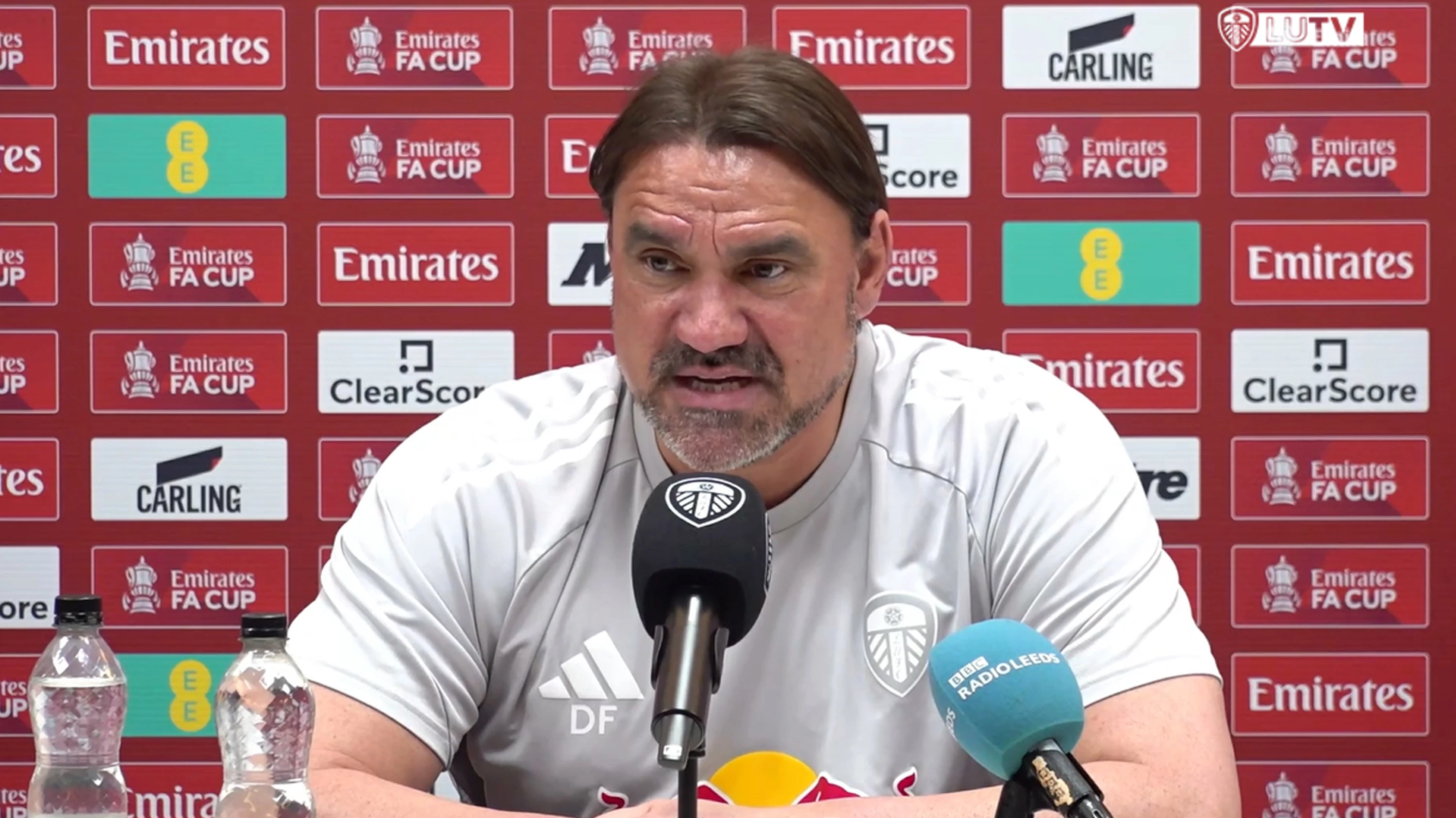 Farke FAC presser branding