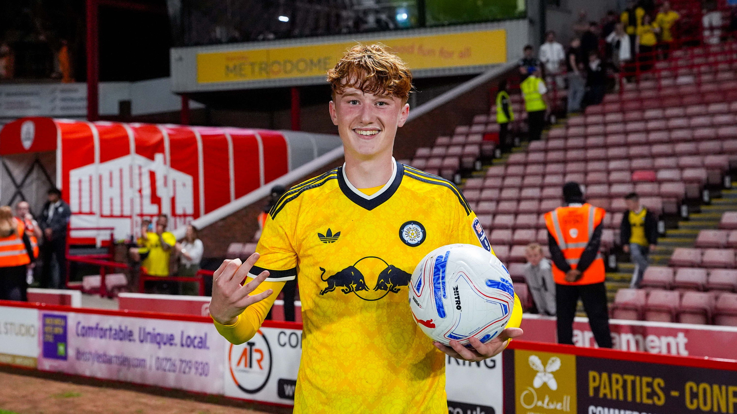 Callum Mills interview image Barnsley EFL Trophy A with match ball