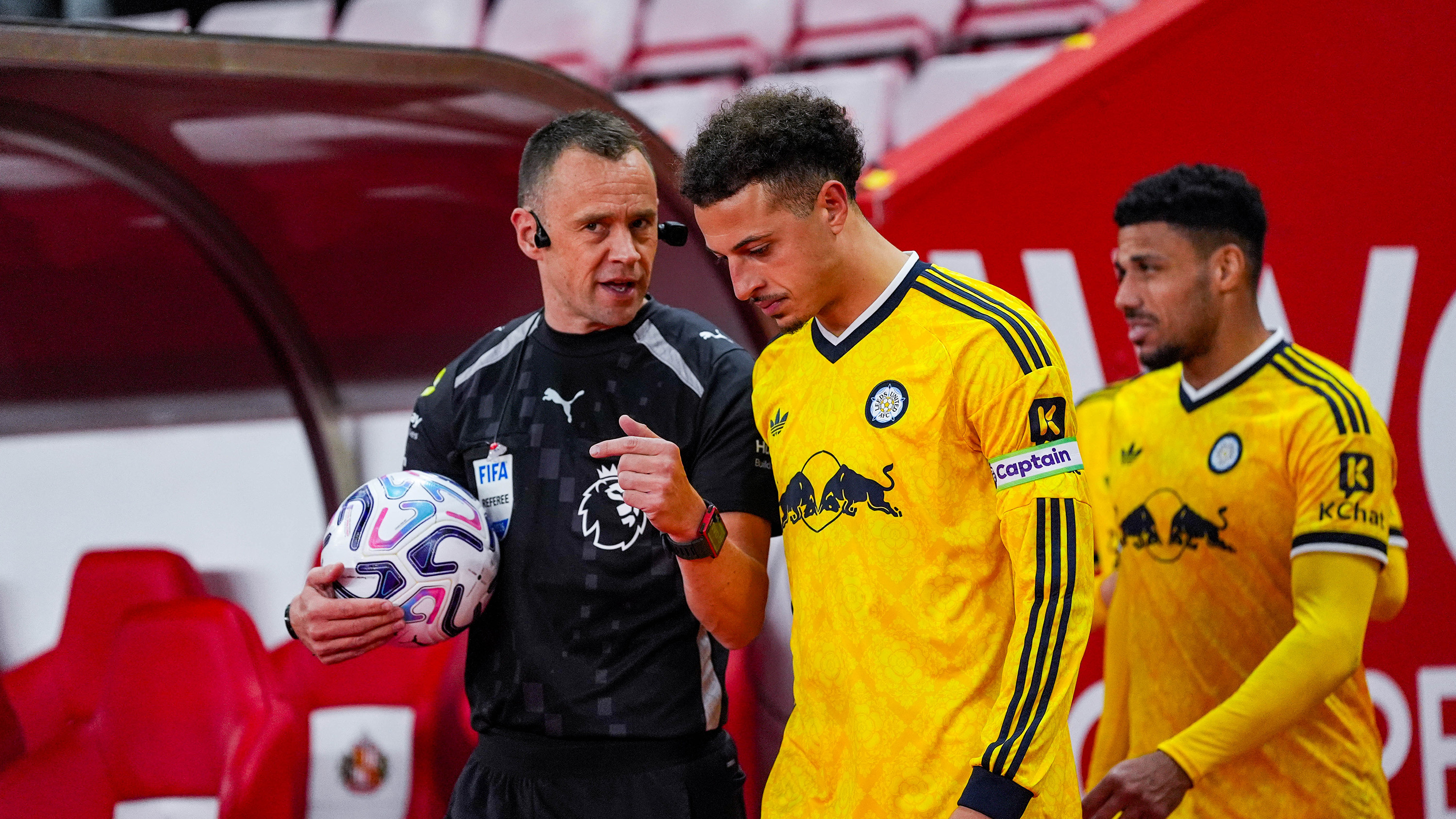 Ethan Ampadu and ref Stuart Attwell, v Sunderland away, 25th October