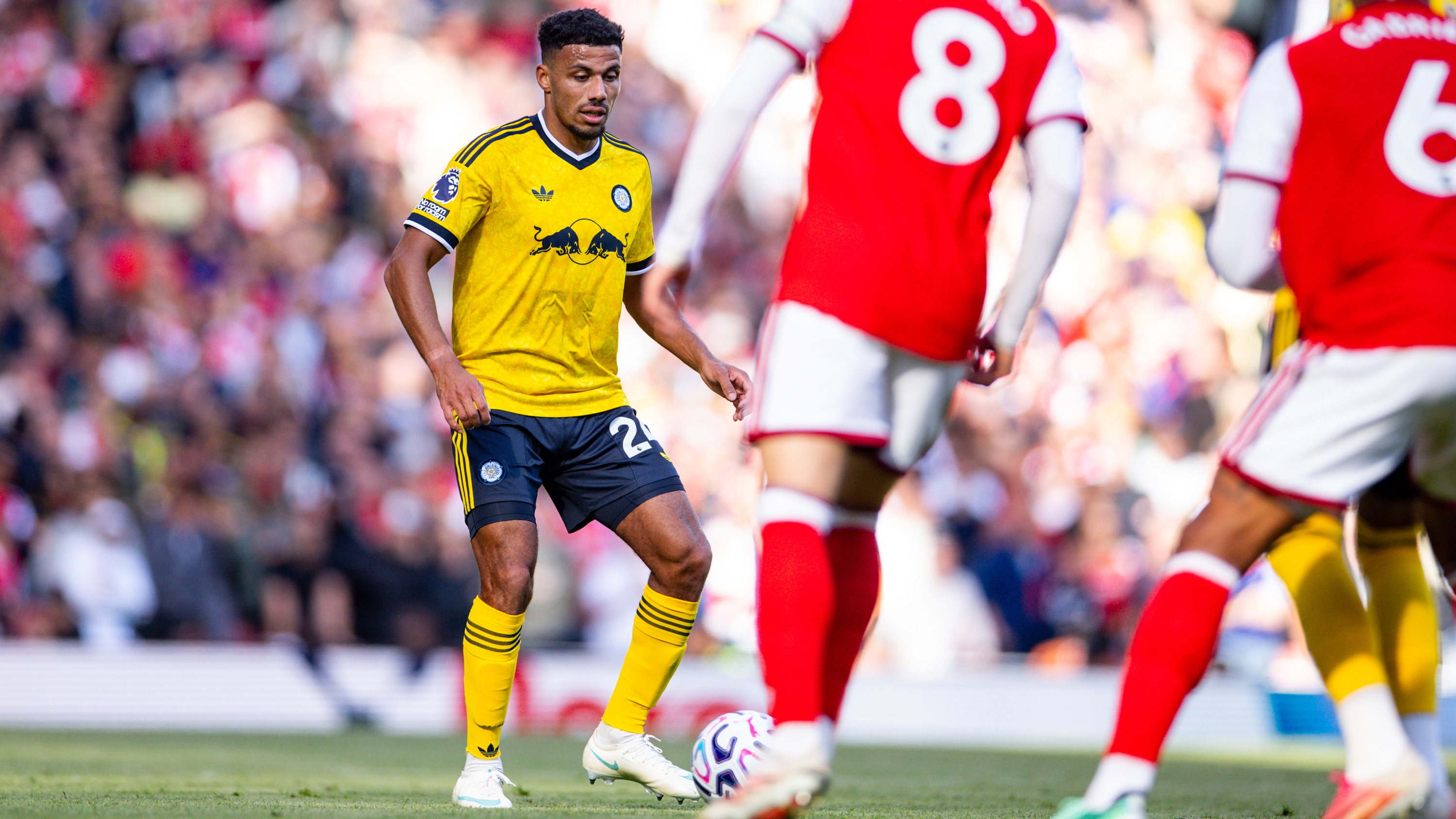 James Justin vs Arsenal Oct 26 action