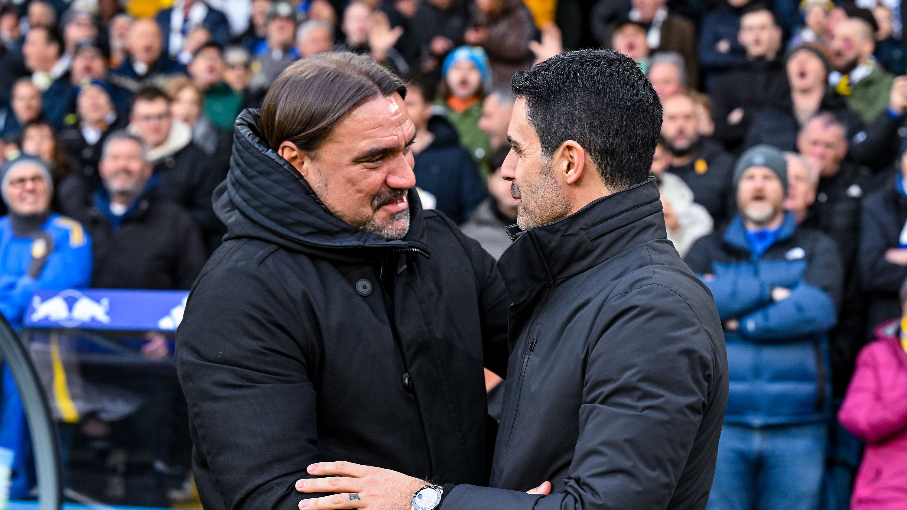 Daniel Farke Arsenal Jan 26 Hugging Arteta