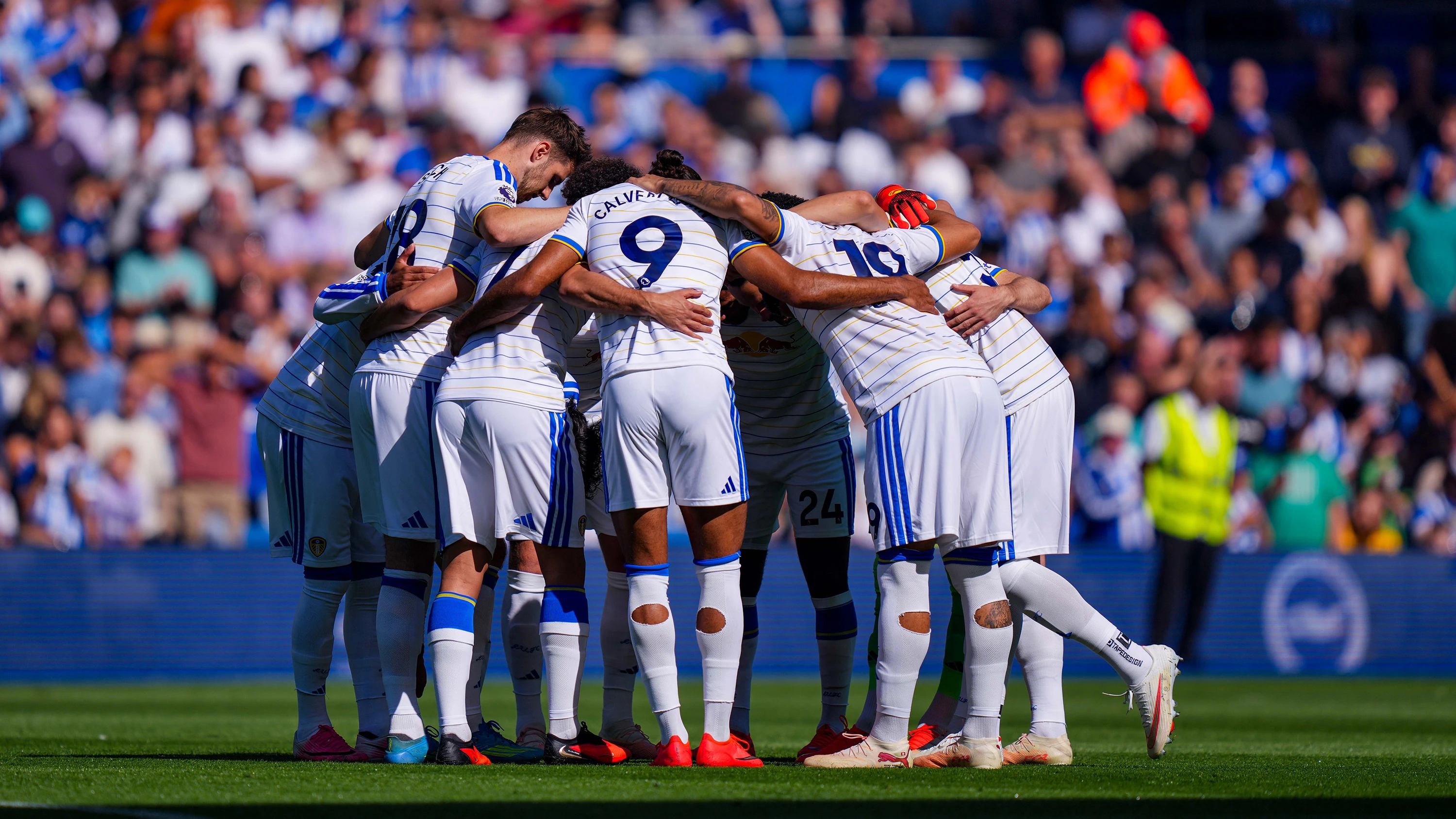 Leeds United Brighton Sept 26 Team Huddle
