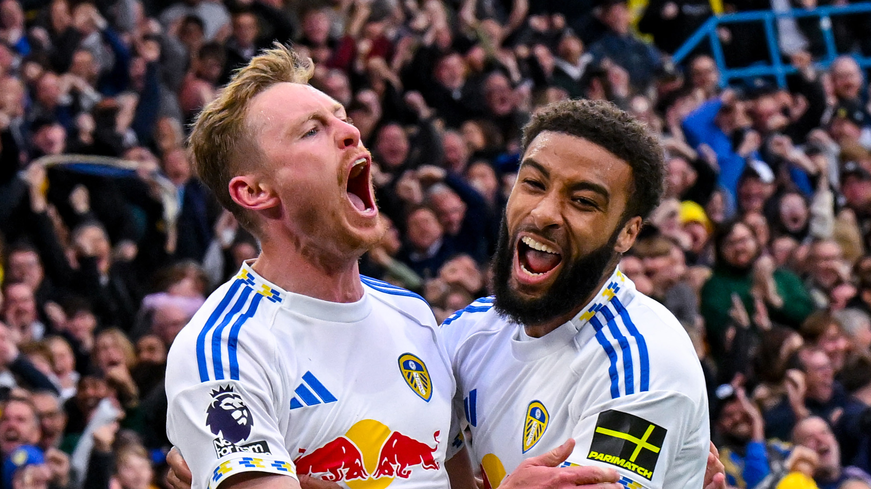 Sean Longstaff Jayden Bogle Celebrating