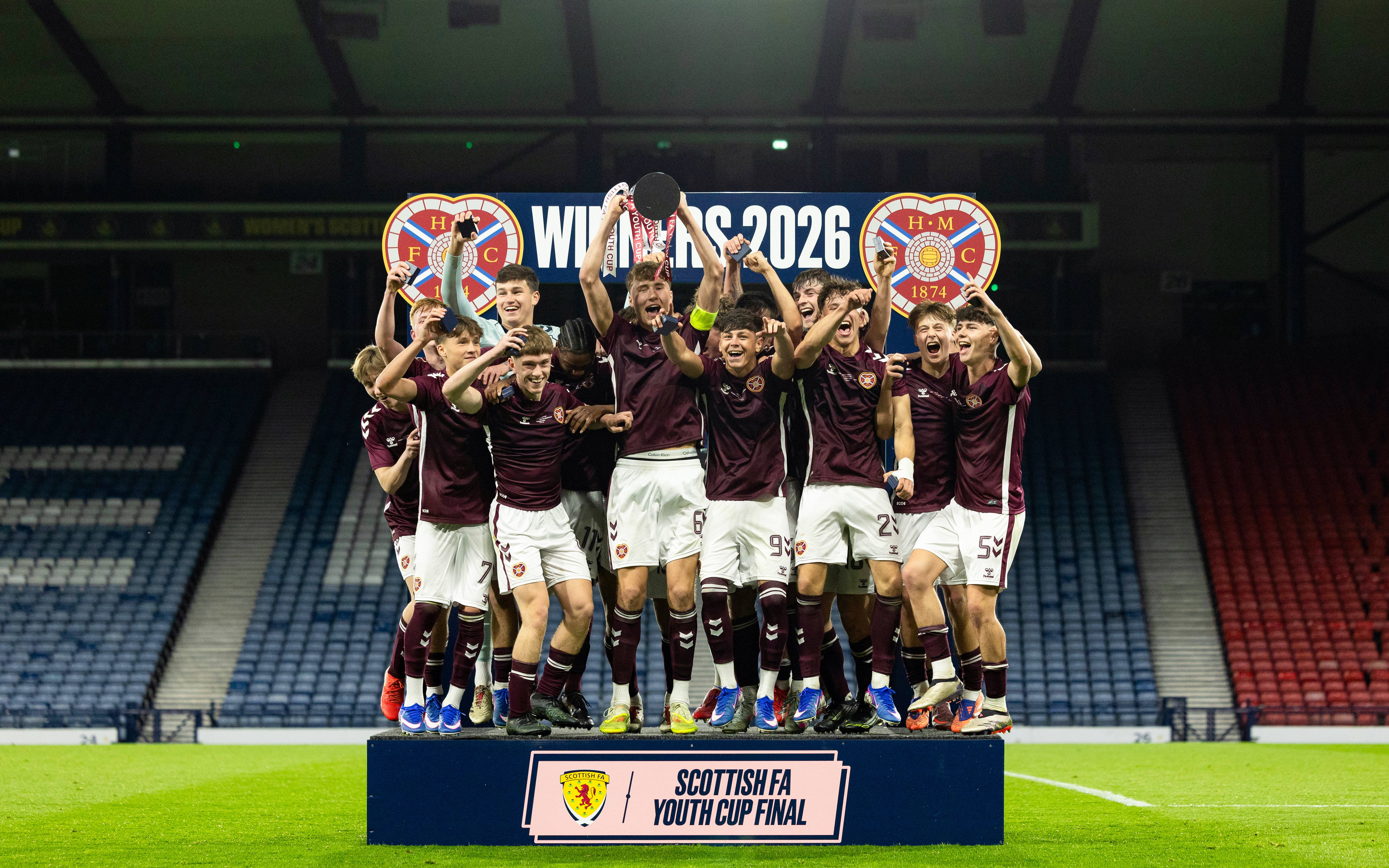 Hearts celebrate winning last season's Scottish FA Youth Cup
