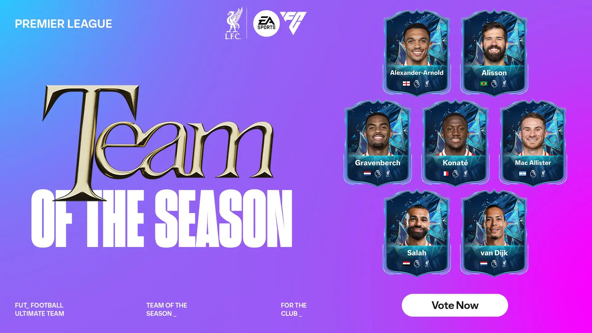 Seven LFC nominees for EA SPORTS FC Premier League Team of the Season