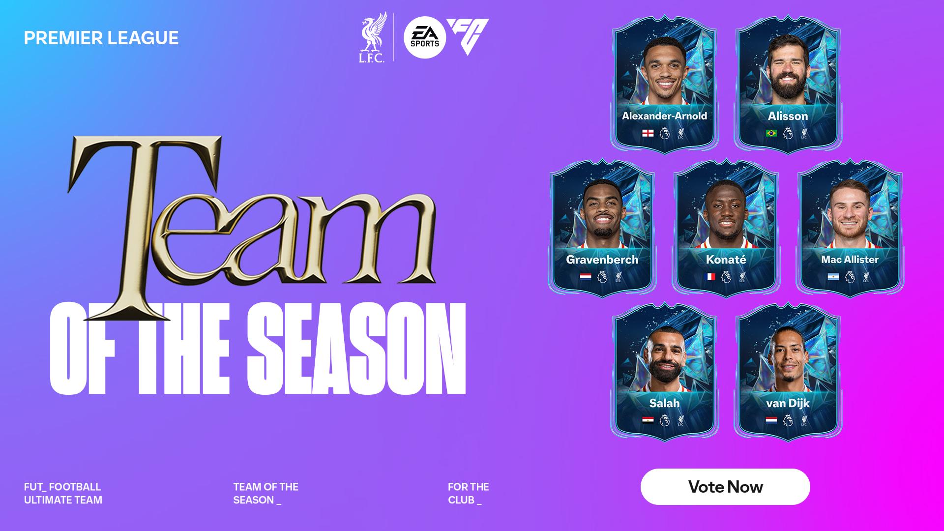Seven LFC nominees for EA SPORTS FC Premier League Team of the Season