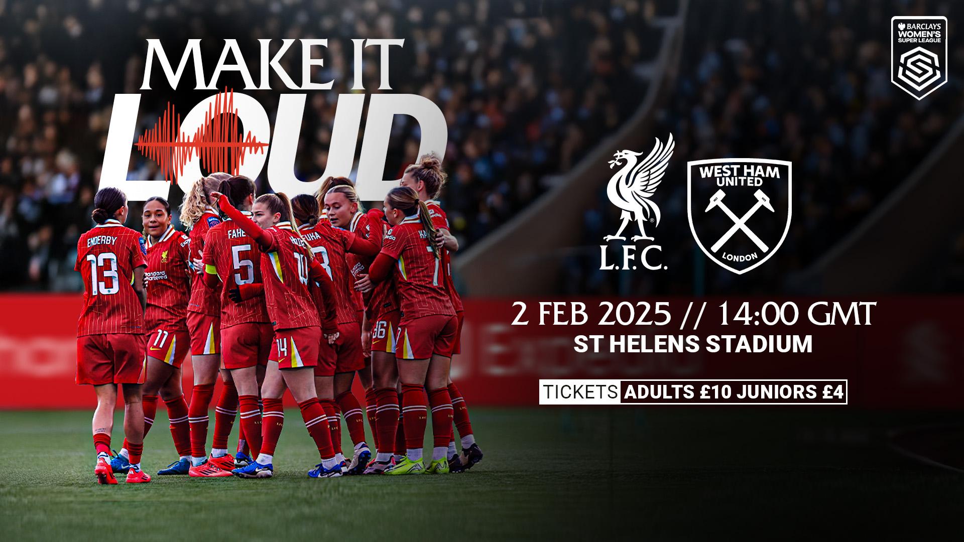 Liverpool v West Ham United: Book WSL tickets online