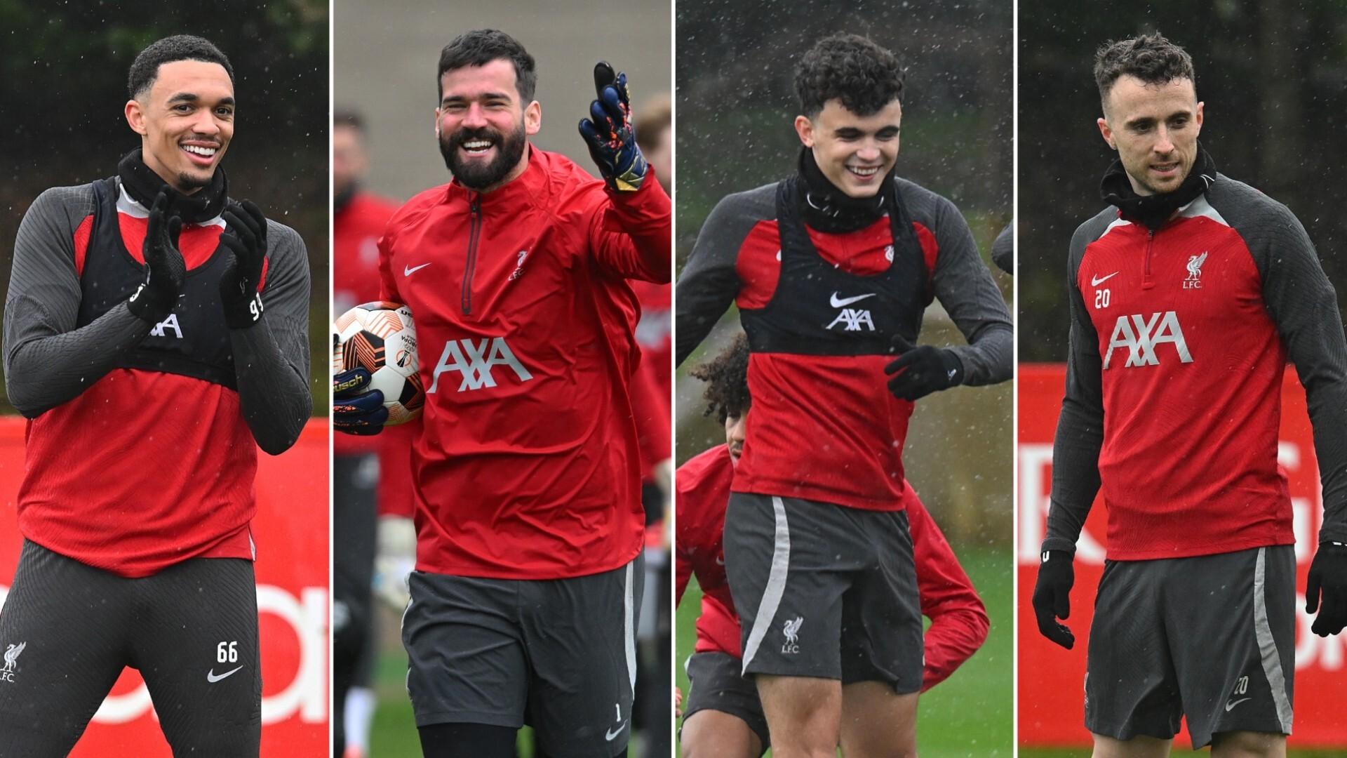 Training photos: Alexander-Arnold, Alisson, Bajcetic and Jota join Liverpool's Tuesday session