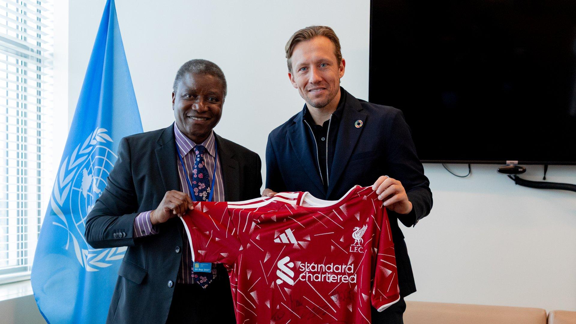 Lucas Leiva visits United Nations HQ with LFC and The Red Way