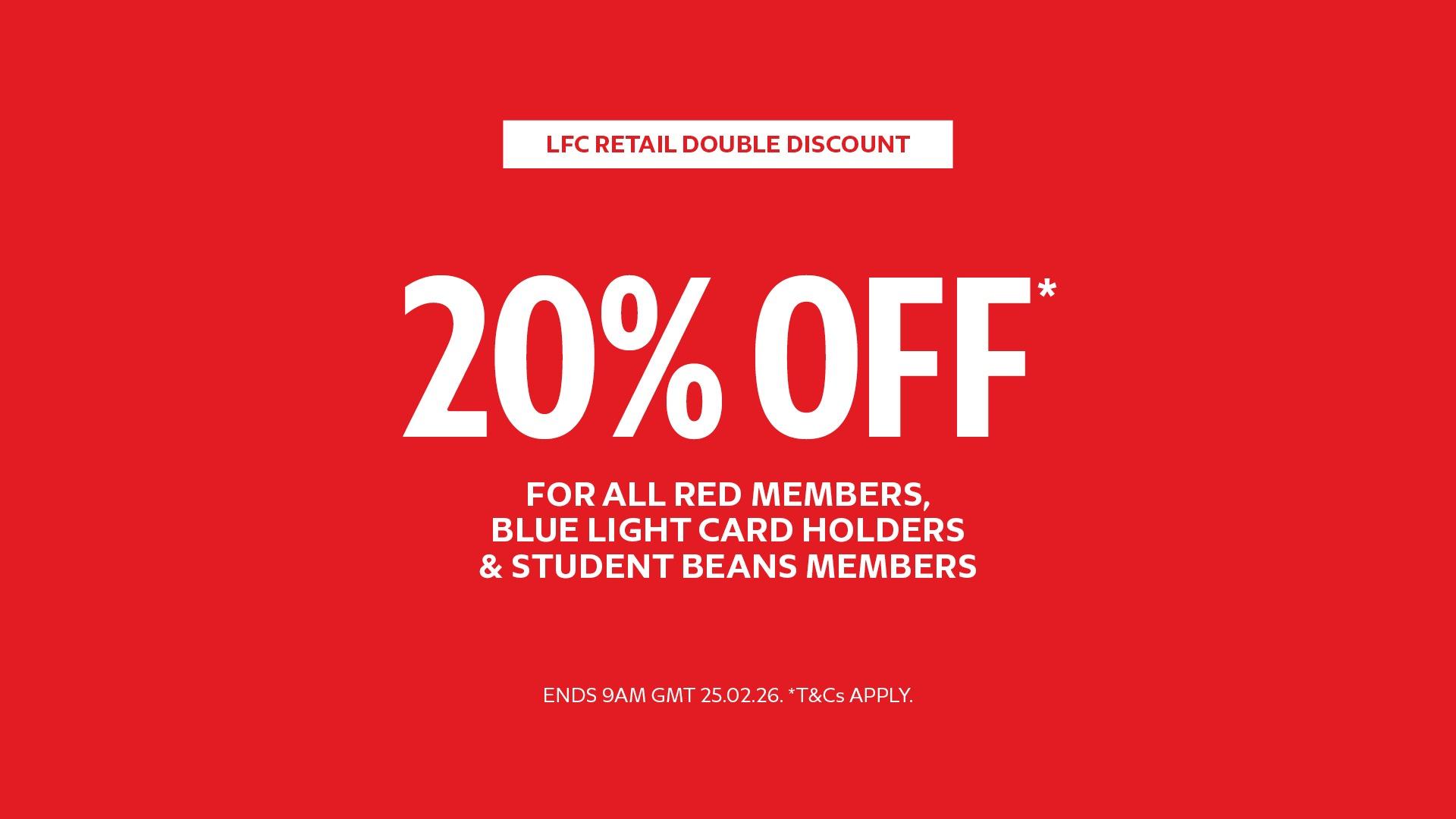 Shop now: All Red members get 20% off in double discount offer