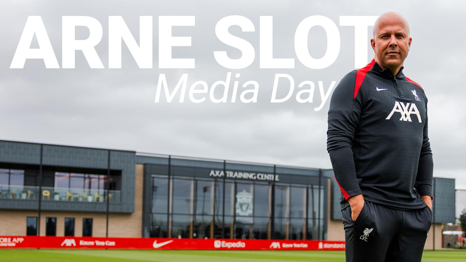 Watch: Interview, photoshoot and more - behind the scenes with Arne Slot at AXA Training Centre