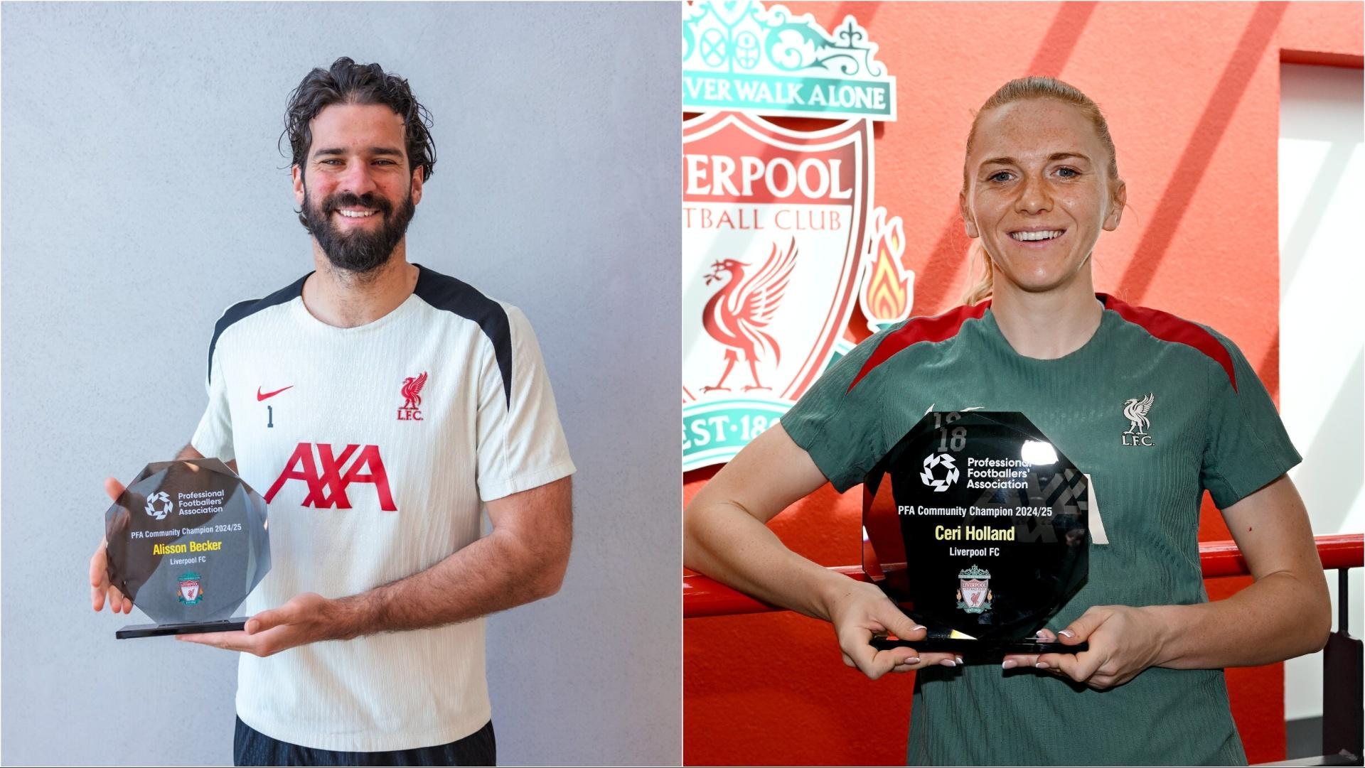 Alisson Becker and Ceri Holland named PFA Community Champions