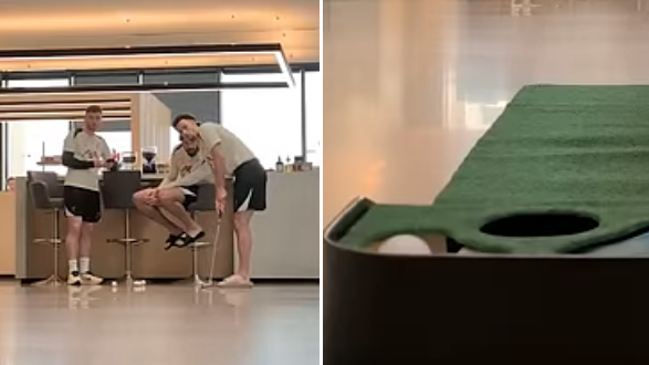 'It's not in the hole!' - Liverpool squad take on Masters putting challenge
