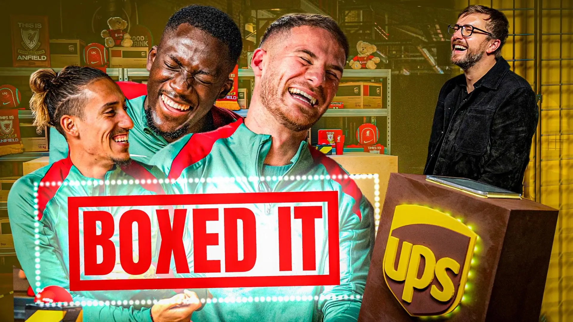 Watch Konate, Mac Allister and Tsimikas play the quiz show 'Boxed It'